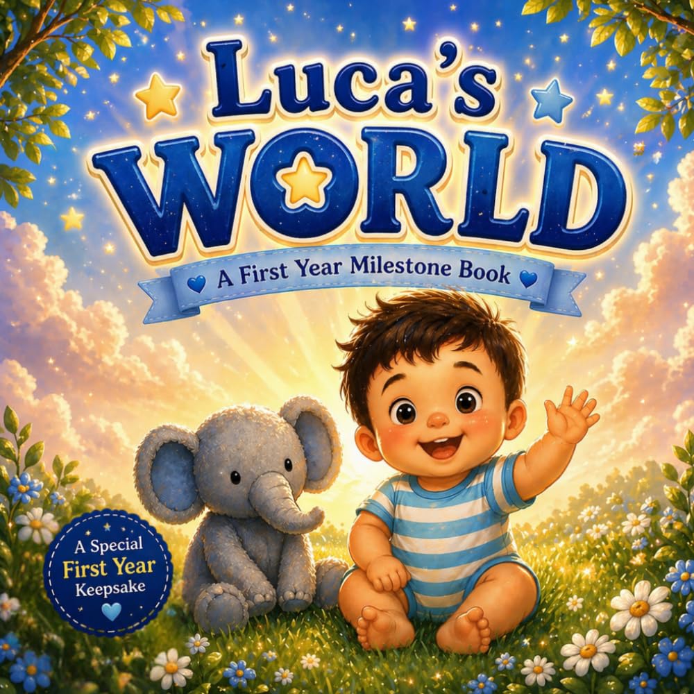 Luca's World: A Personalized First Year Milestone Book for Babies and Toddlers:: Keepsake Book to Celebrate First Smiles, Steps, and Words (Three Hearts Personalized Baby Book Series (LUCA))