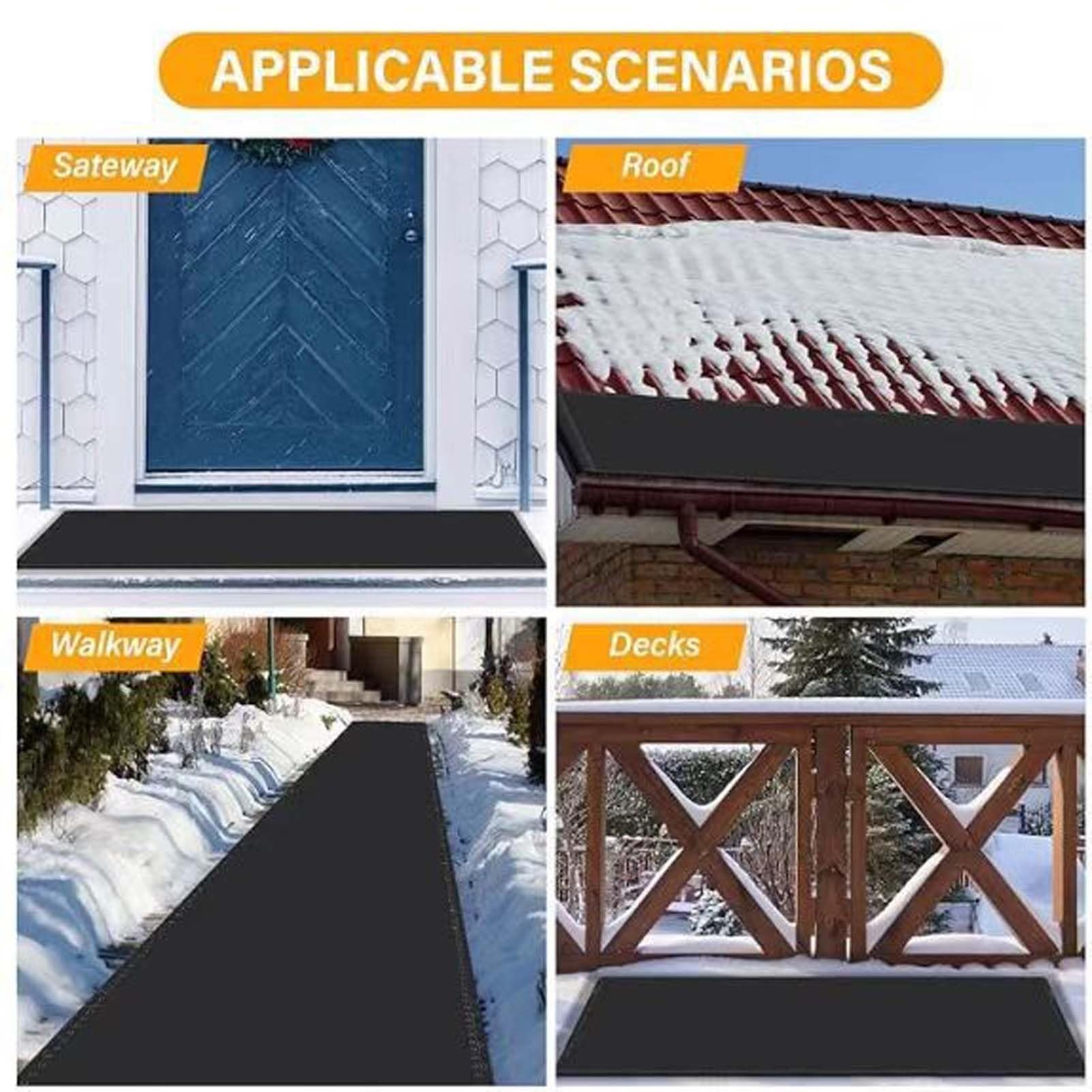 Tapis D'extérieur Chauffants, Tapis De Fonte De Neige Chauffant D'extérieur pour Allée, Tapis De Fonte De Neige Chauffant pour Escaliers, Tapis D'extérieur Chauffant(33x121.9cm/13x48in)