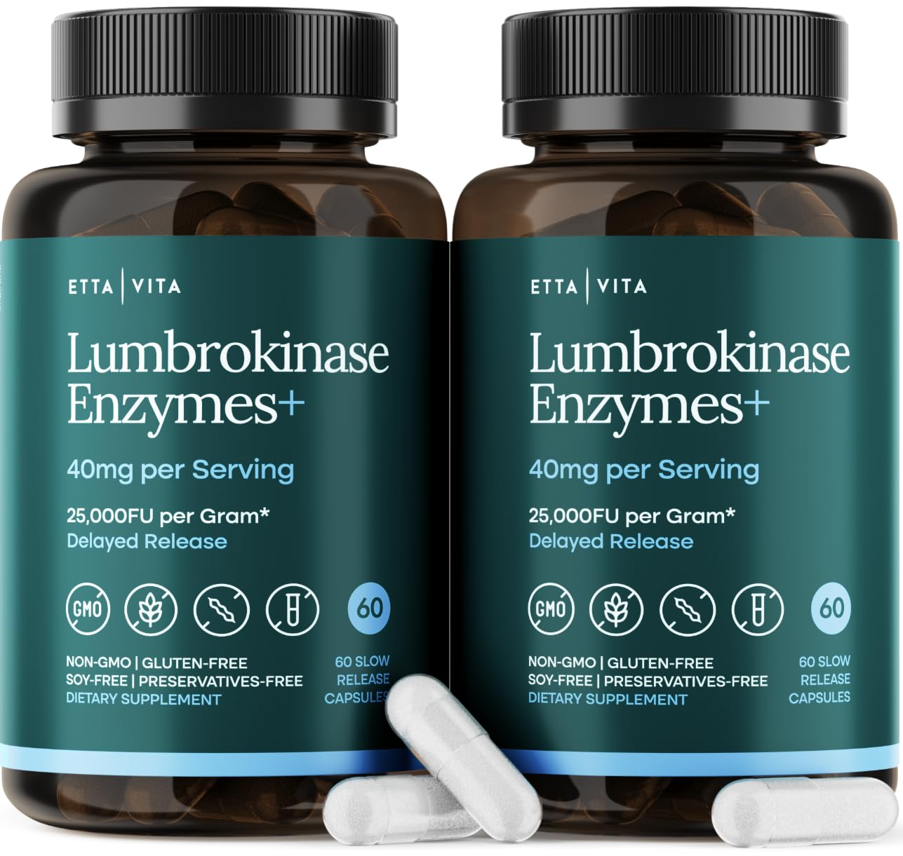 Potent Lumbrokinase Supplement (120 Servings) 40mg/Serving (Max Activity - 800,000 Units) - Lumbrokinase Enzymes Capsules for Energy Support, Digestion, Cognition & Gut Health - Similar to Nattokinase