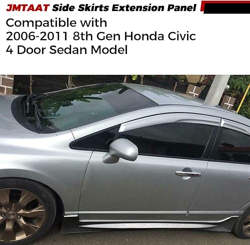 Miniatura 3 de JMTAAT - Extensión de repuesto para faldones laterales compatible con Honda Civic 2006-2011 de 4 puertas, sedán, color negro, parte inferior