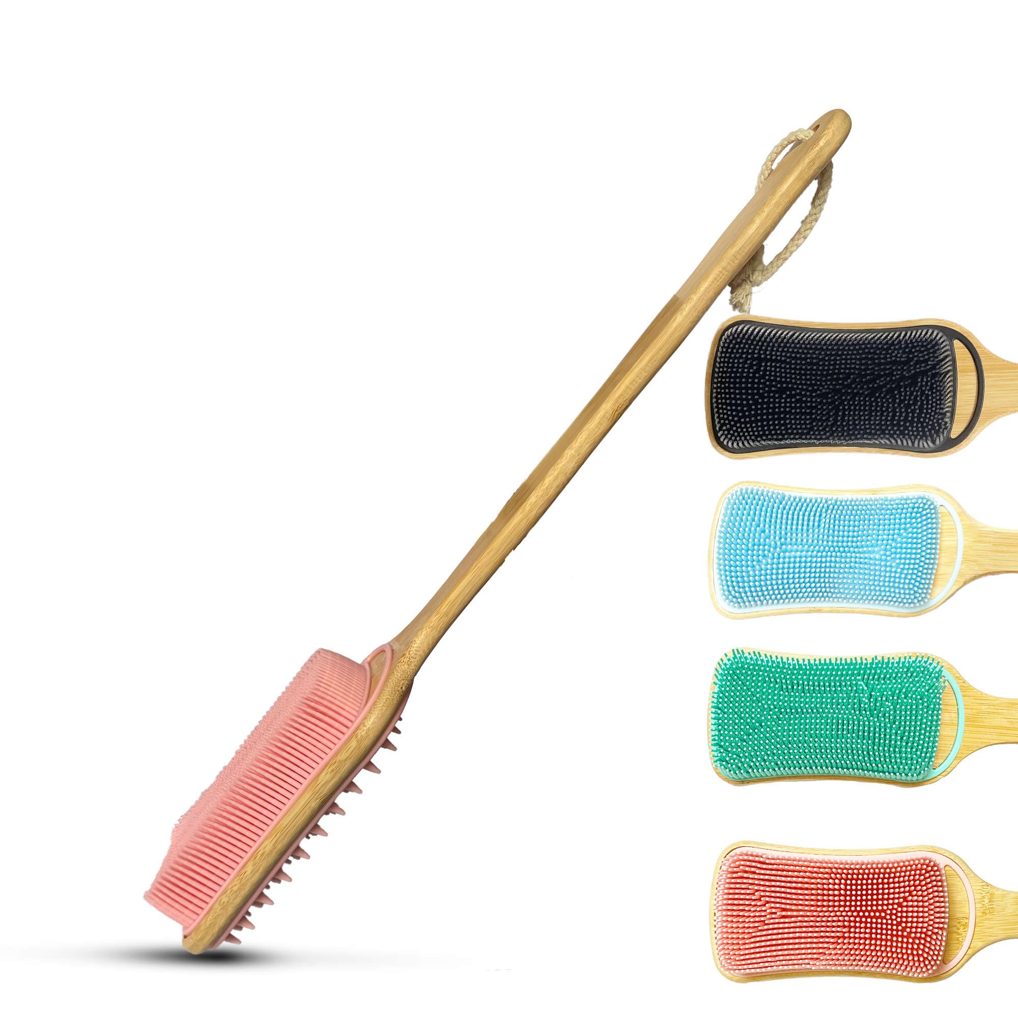 Brosse à dos en silicone pour douche et bain avec manche long exfoliant - 8