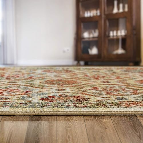 Miniatura 55 de Antep Rugs - Alfombras antideslizantes (antideslizante) 4 x 6 con parte trasera de goma floral geométrica de bajo perfil para interiores