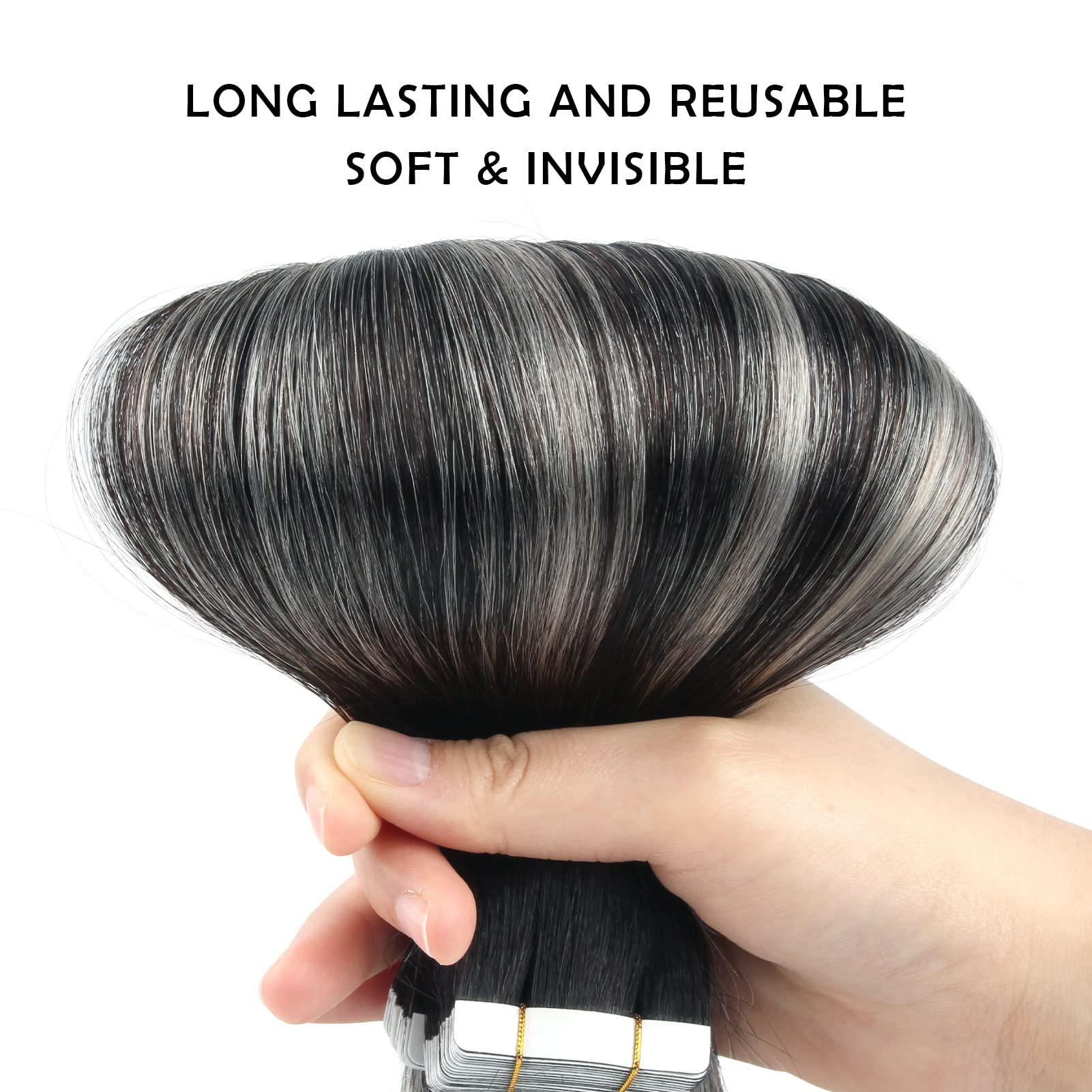 Silver Ombre Tape-in Hair Extensions 20\