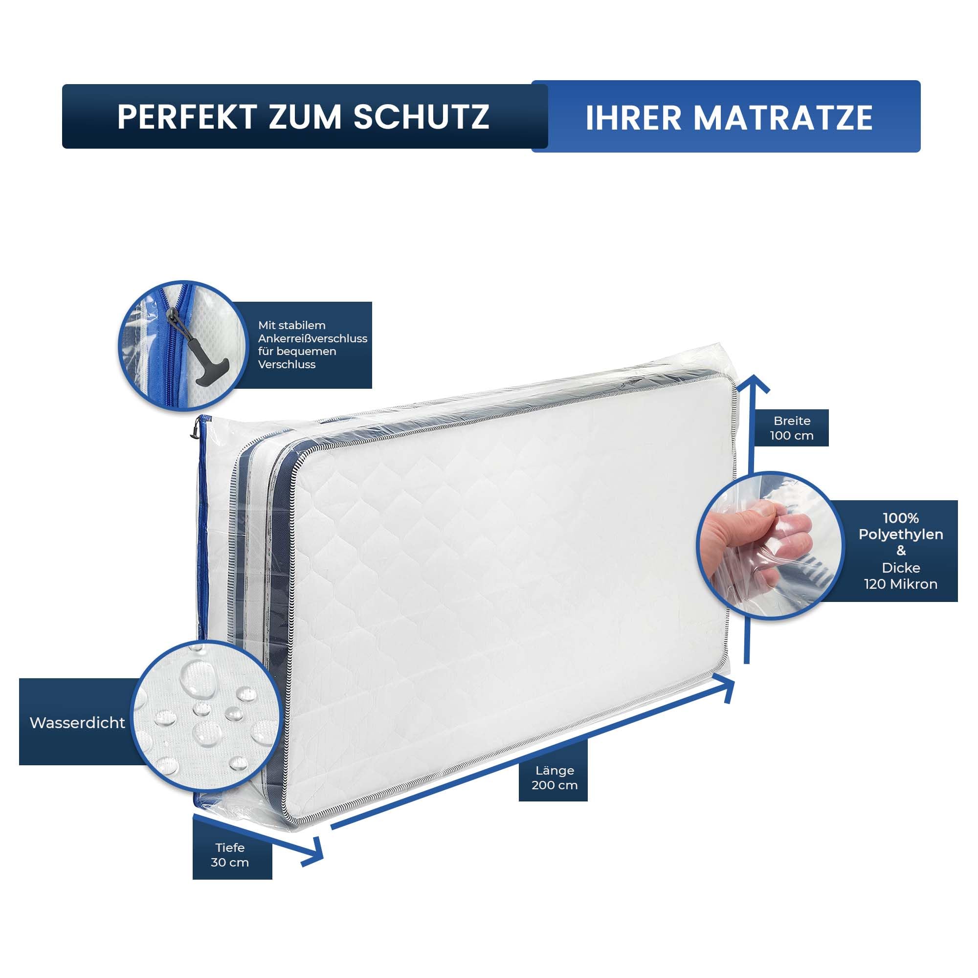 ASK Pack Mattress Bag for Moving and Storage with Zipper, 4.7 Mil Heavy Duty Material, Size XS-XXL, Waterproof Mattress Cover - Image 3