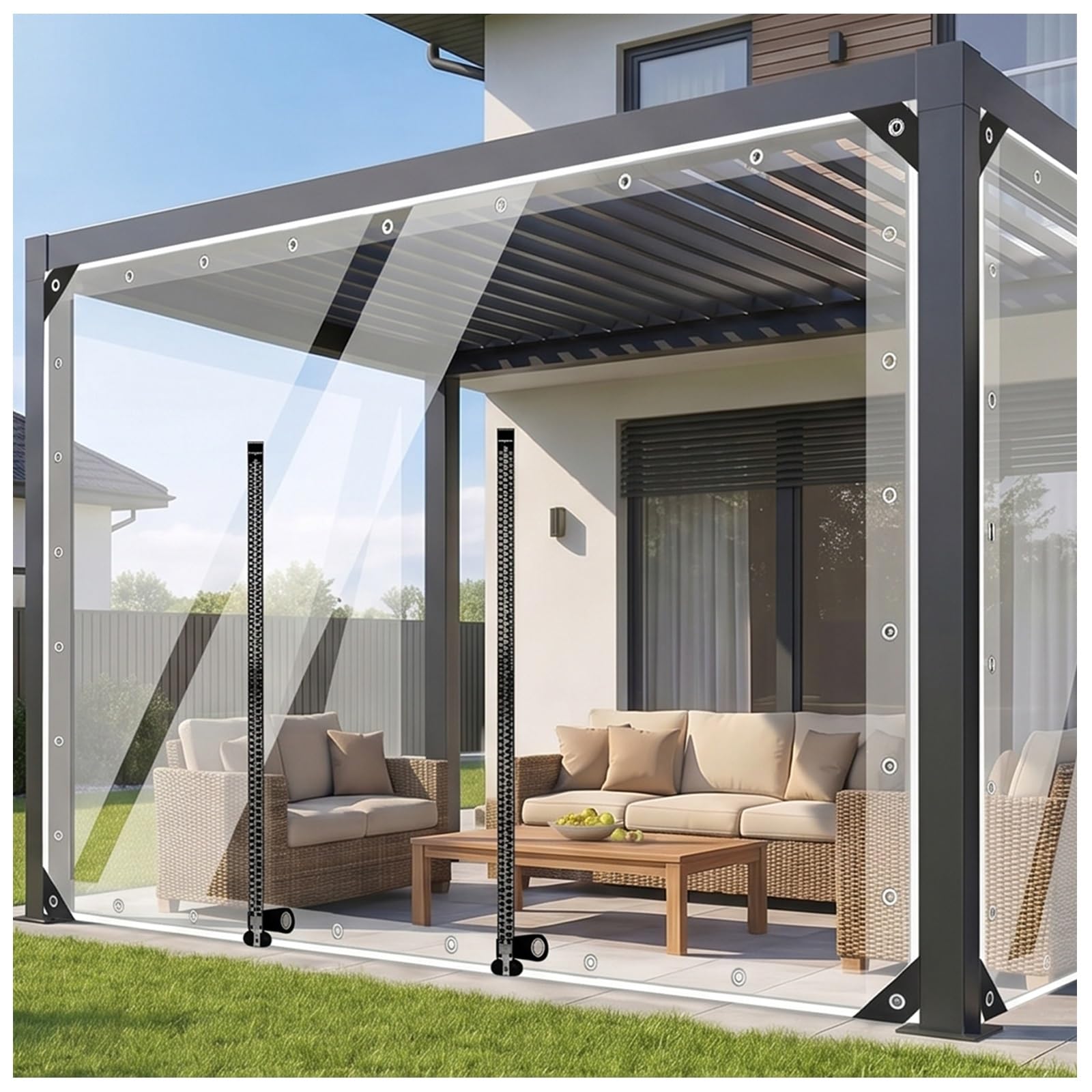Bâche Transparente, avec œillets Et Porte Zippée