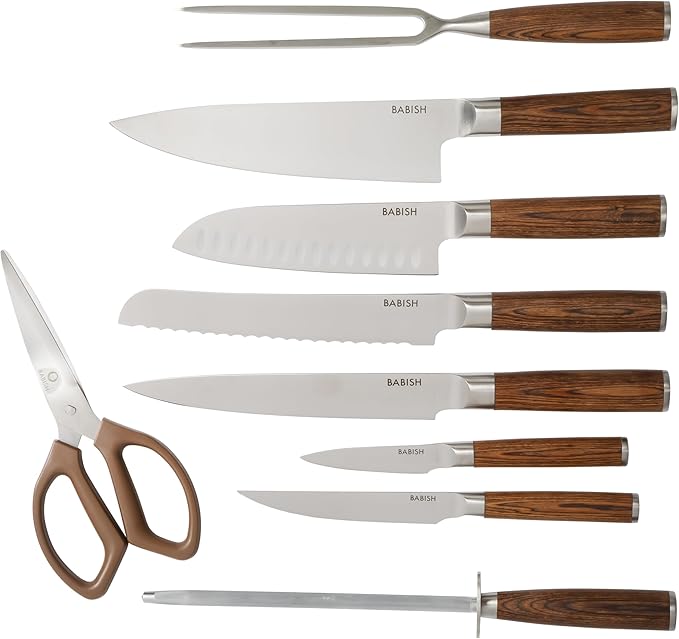 Set Cuchillos Cocina 15 Piezas Acero Inoxidable Base Madera miniatura 6