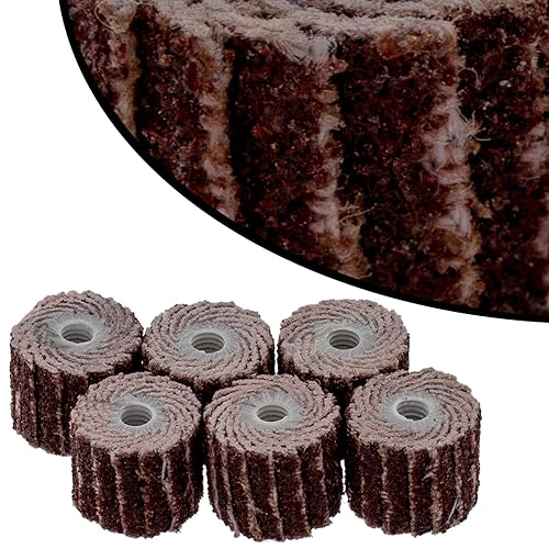 Miniatura 3 de 12 unidades de disco de pulido de cabeza de rueda de lijado de grano 120 (0.394 in0.39 pulgadas) con 2 ejes de 0.118 in para herramienta rotativa -