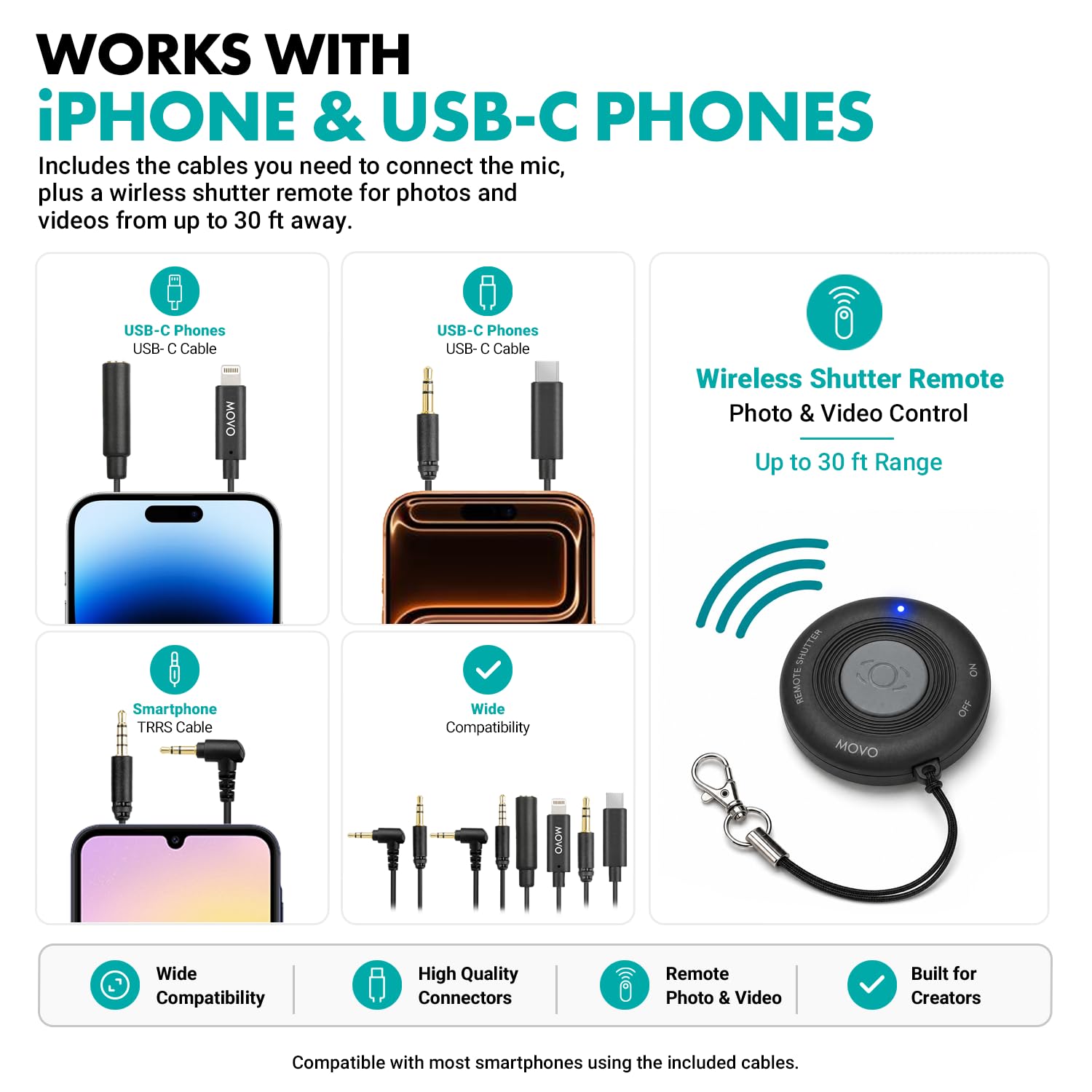 Movo iVlogger-Pro Kit de vlogging avec trépied Complet pour iPhone/Android Youtube Starter Kit pour créateurs de Contenu, Accessoires : trépied de téléphone, Support de téléphone, lumière RVB et