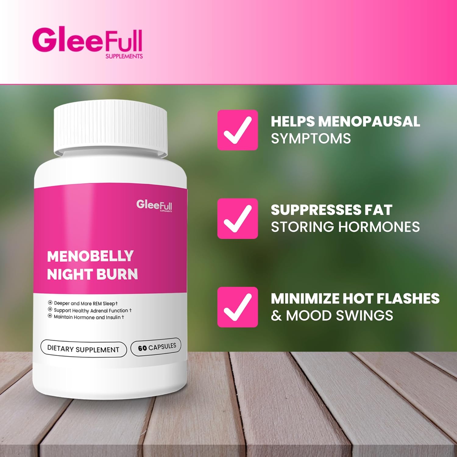 GLEEFULL SUPPS Meno Belly Night Burn - 6 Bottles