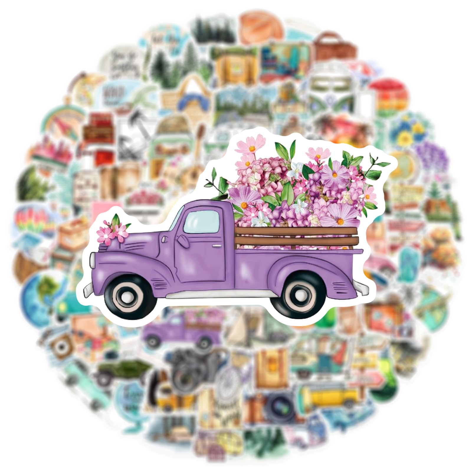 100 Pcs Outdoor Travel Stickers for Guitar,Bicycle,Laptop,Water Bottles,Skateboard,Computer,Cute Style Stickers Waterproof Vinyl,Graffiti Decorate for Girls Boys Teens - Image 4