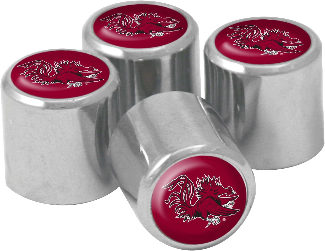NCAA South Carolina Fighting Gamecocks Metal Tire Valve Stem Caps, 4-Pack