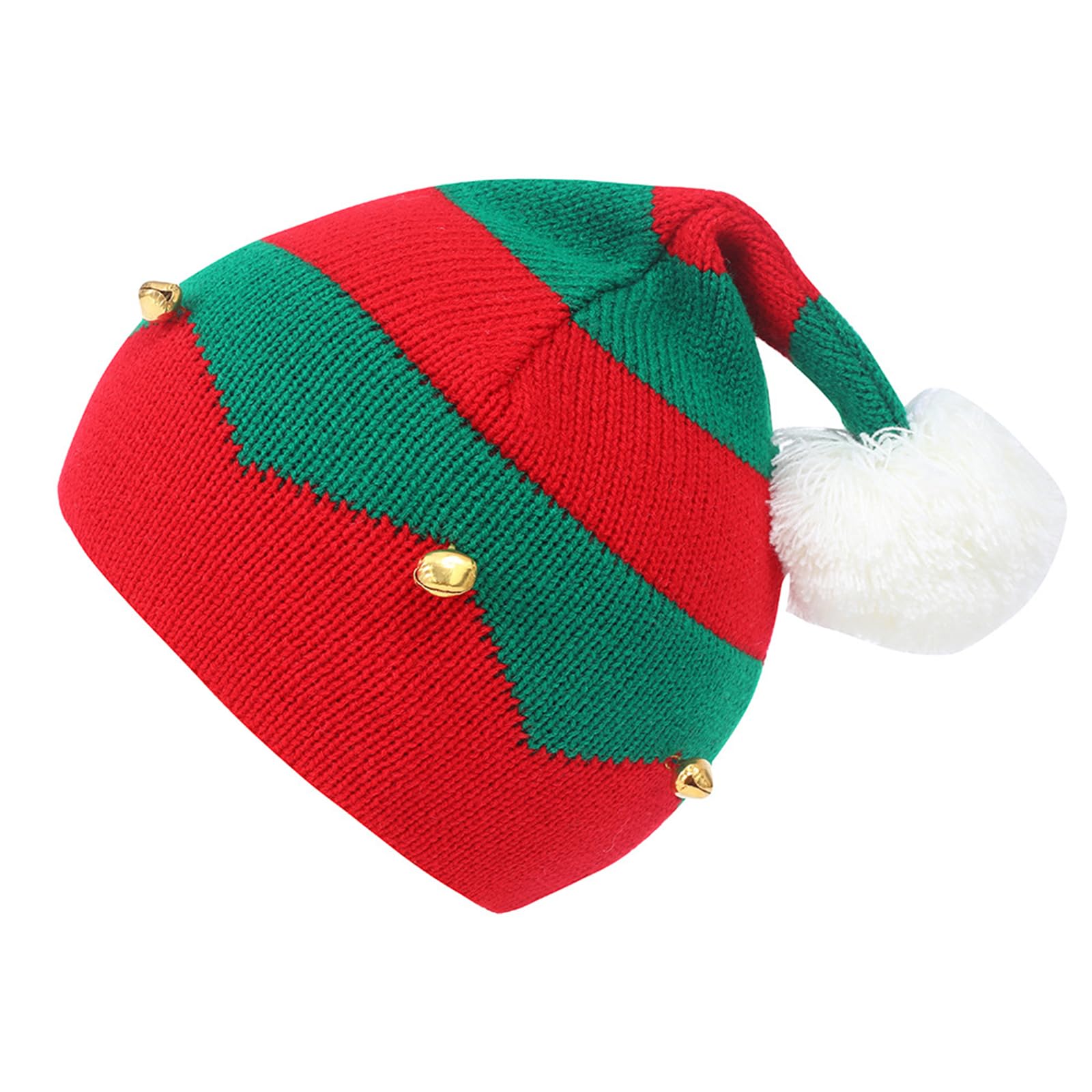 Tsophreniq Christmas Santa Hat Striped Santa Hat Cute Plush Pom for Christmas and Holiday Party Props Hats Adults Men Funny Kids