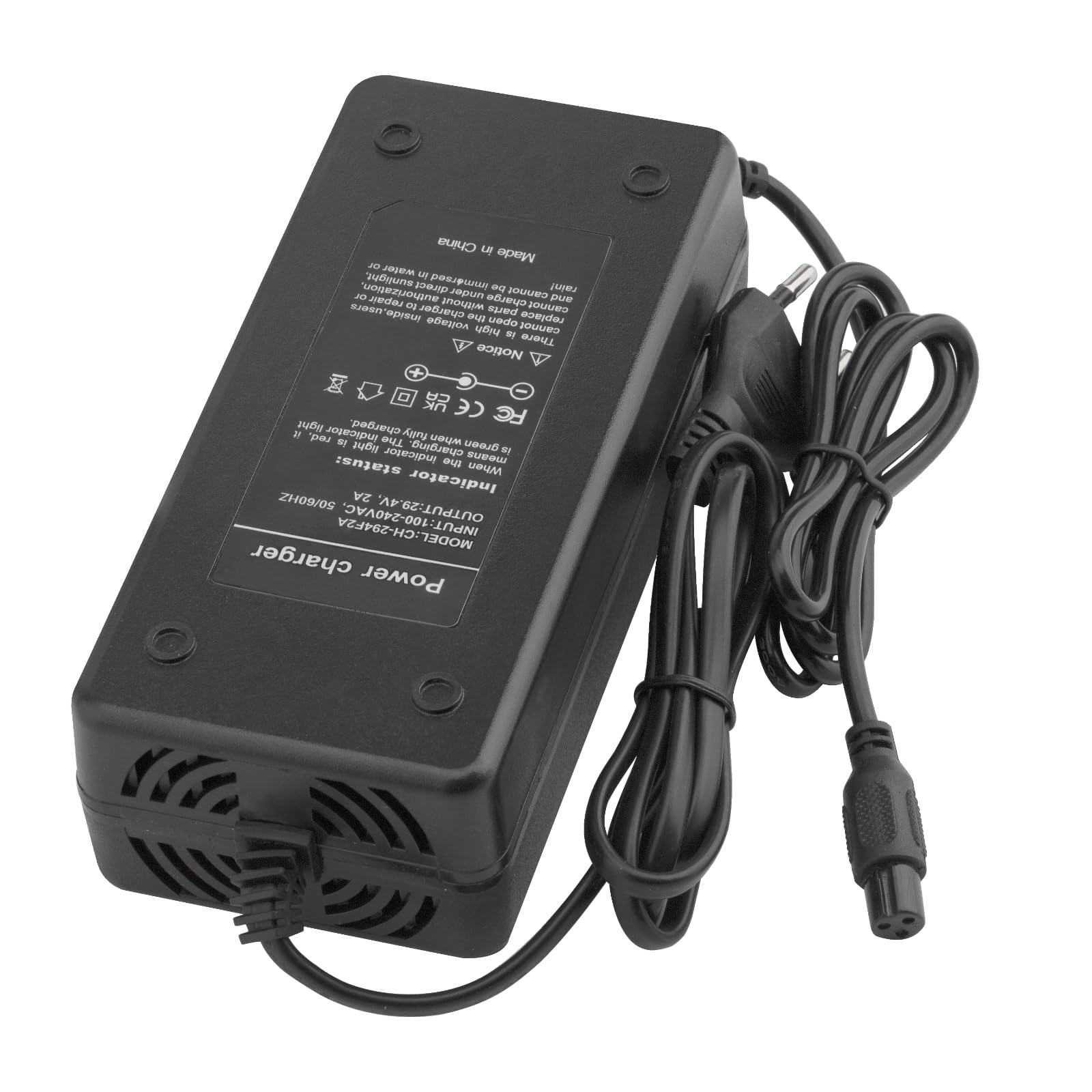 29,4V 2A Li-Ion Caricabatterie con Testina DC, XLR 3 Pin, 3P GX16, 3P GX12, 3P Adattatore di Alimentazione Plug