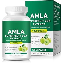 Amla Capsules, Indian Gooseberry Amla Superfruit Supplement, 1000mg Per Serving, 20X Ultra-Concentrated for Cellular Energy/Vitality/Stress Balance/Digestion System Support/Powerful Antioxidant| 120P