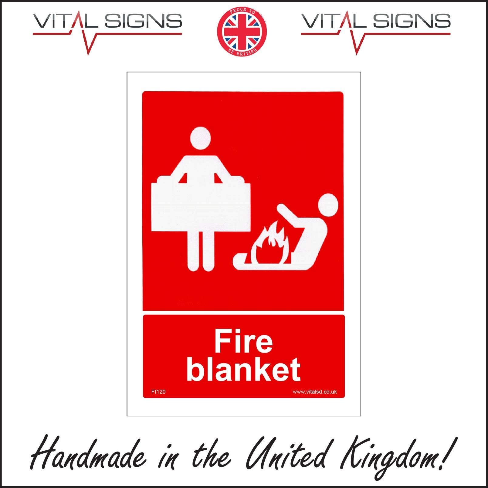 FI120 Fire Blanket SIGN workplace factory office raise alarm warehouse home 150mm x 200mm Dibond/Composite Aluminium