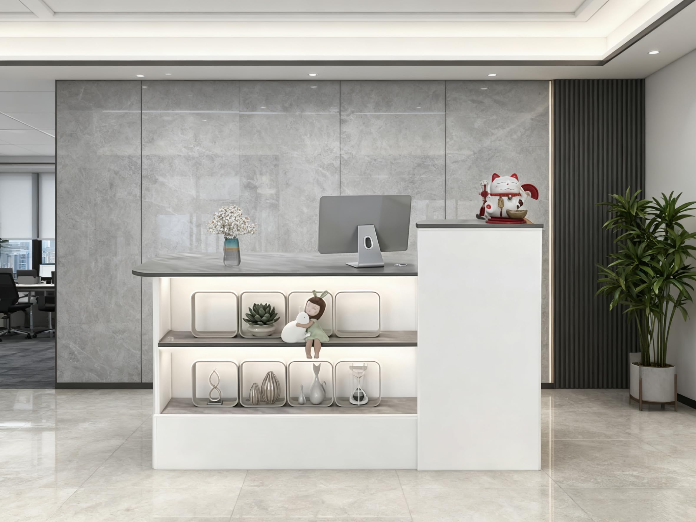 レジカウンター　受付カウンター Amazon.co.jp: NEONMAN 受付カウンター 木製 レジカウンター