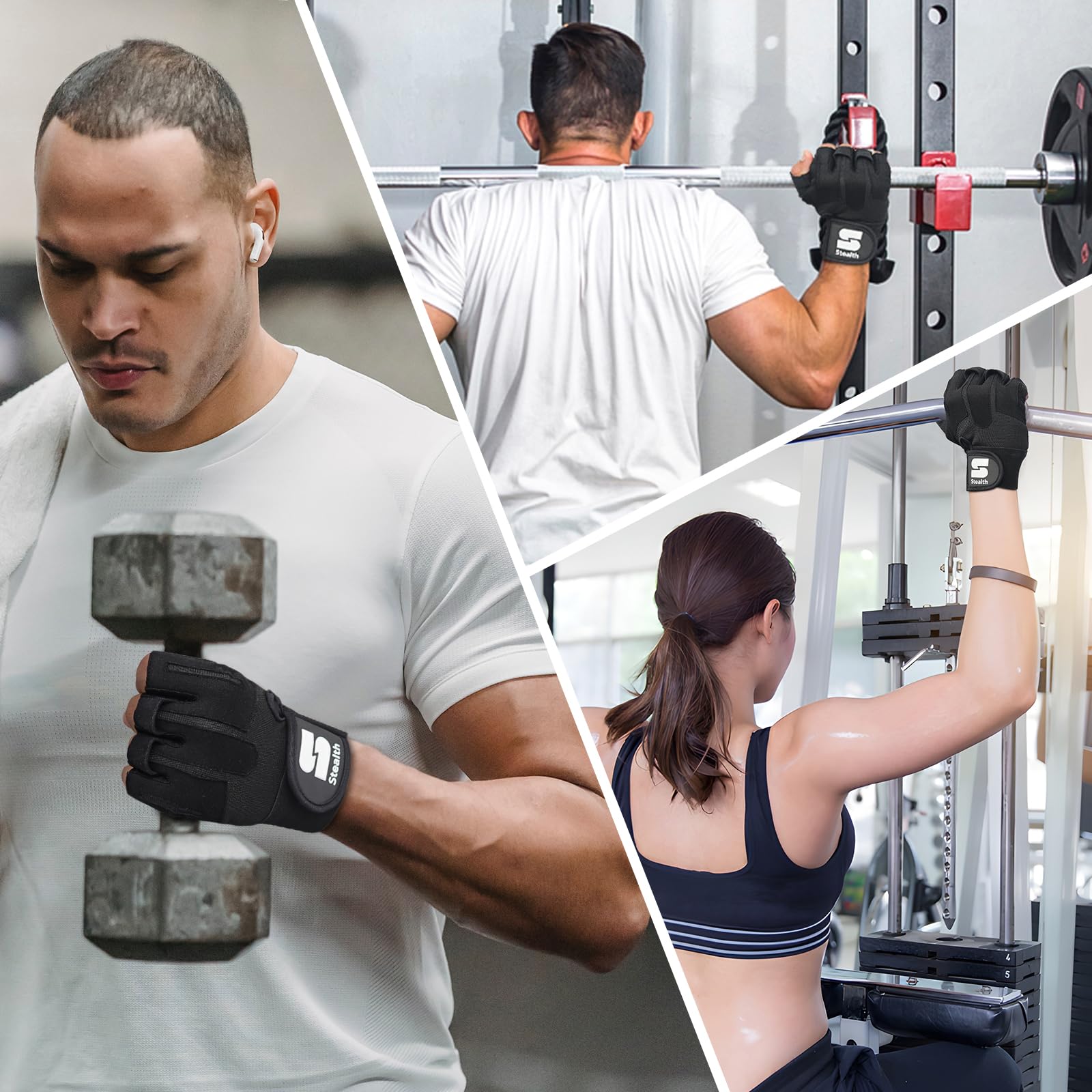 Rękawiczki do podnoszenia ciężarów, Rękawiczki do treningu fitness Mężczyźni Kobiety, Żelowy wyściełany uchwyt, Pełna ochrona dłoni Ćwiczenia na siłowni Kulturystyka Crossfit Trening si