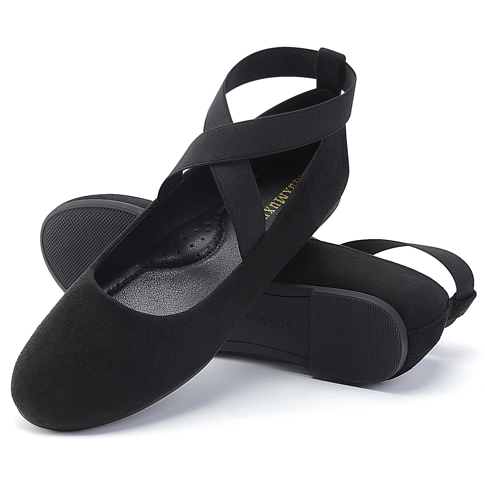 MaxMuxun Bailarinas clásicas para mujer elegantes zapatos planos para mujer con correa cruzada elástica cómoda zapatos de bailarina planos para mujer