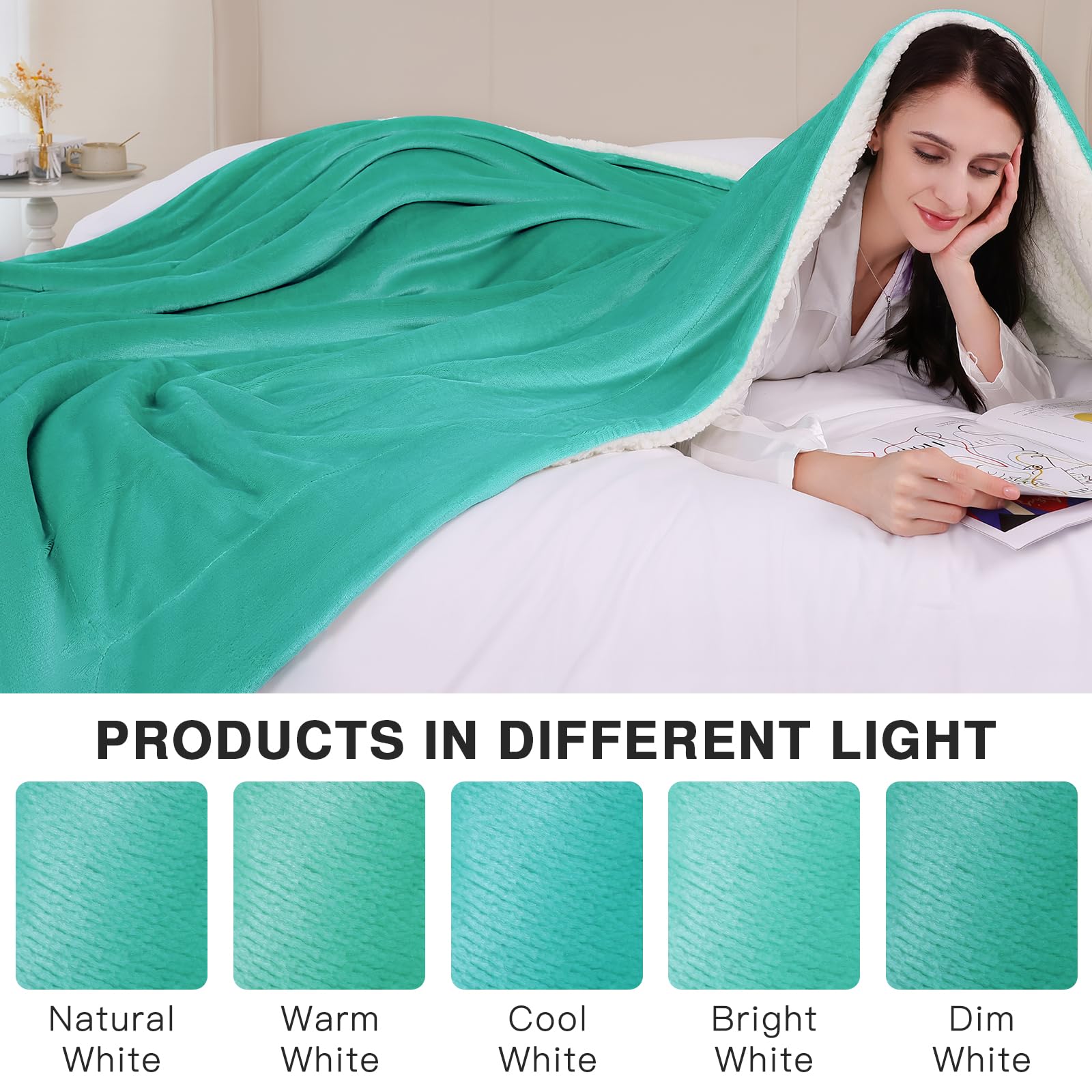 Coperta Sherpa 130x160 Cm - Spessa E Morbida, 550 GSM, Per Divano E Letto - Foto 4