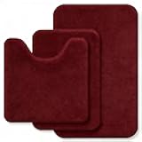 RUN HELIX Bathroom Rugs Sets 3 Piece, Soft Absorbent Memory Foam Bath Mats Set, Dry Fast Bath Mat, Machine Washable Bath Rug Set for Bathroom （Maroon）