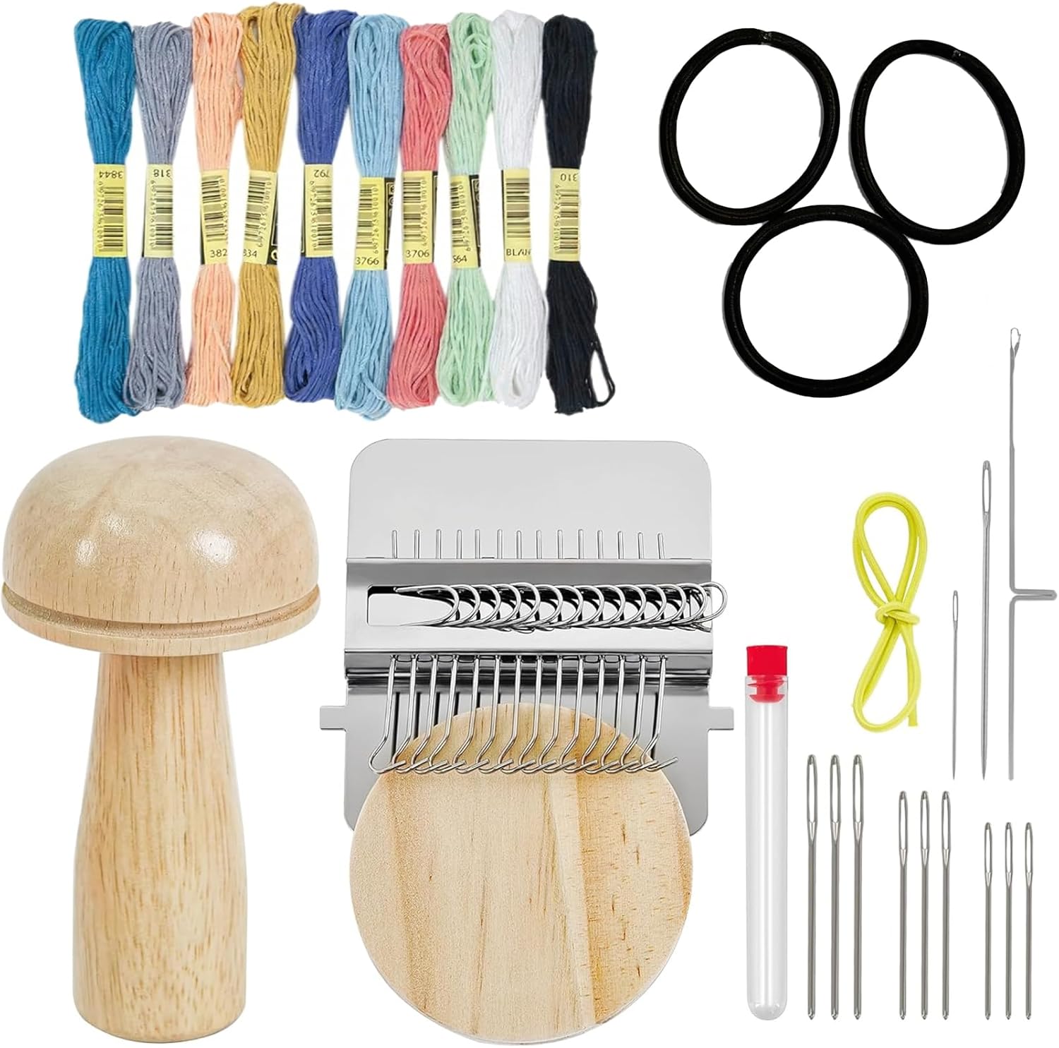 Knit Patch kit, patchmaker Kit for Beginners, with 33 Pcs Large Eye Needles 10 Color Threads Patchwork Weaving Tool Set for Quickly Sewing Repair, Sewing Craft Supplies(14 Hooks)