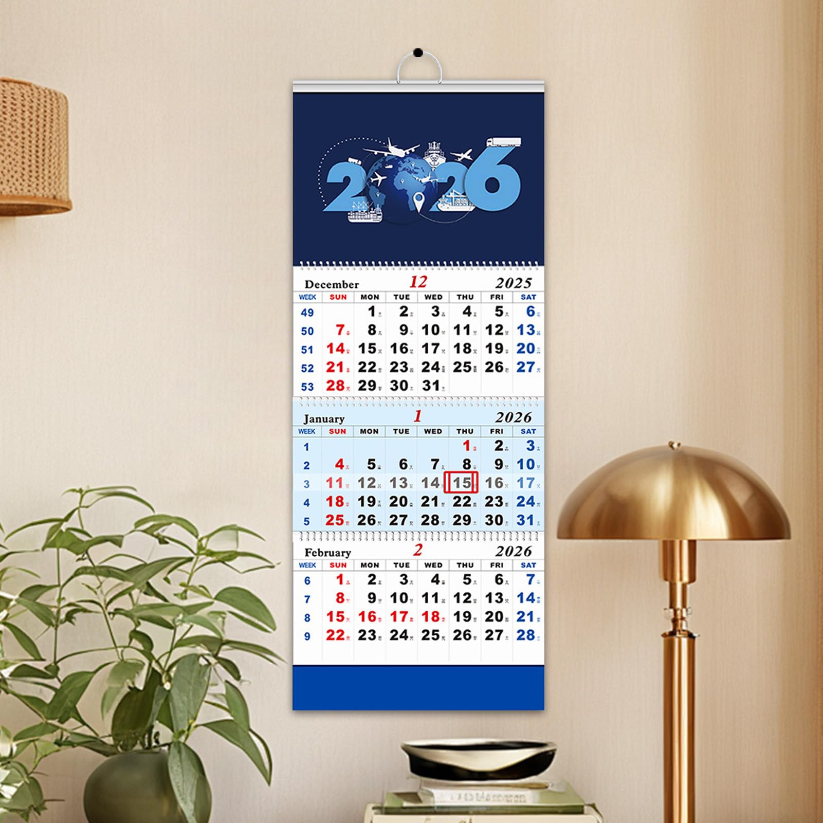 3 Month View Calendar 2026, Vertical Trifold Wall Calendar, Large Hangable 3 Month Wall Display Planner For School Workplace Dormitory Apartment Hotel Time Management