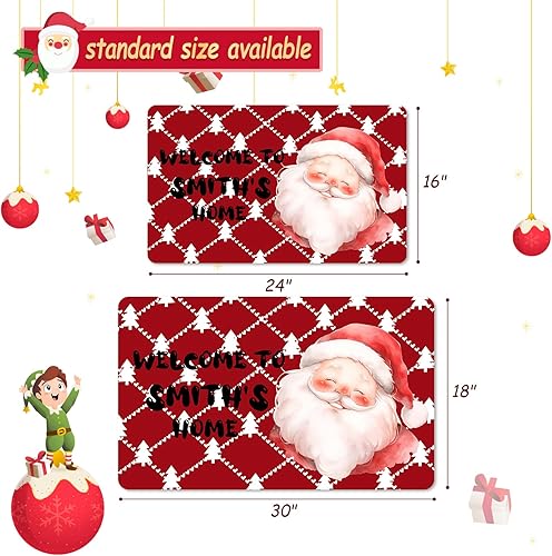 Miniatura 10 de Felpudo de Navidad personalizado para exteriores con nombre, tapete de bienvenida personalizado de Navidad, entrada al aire libre, hogar, tapete de