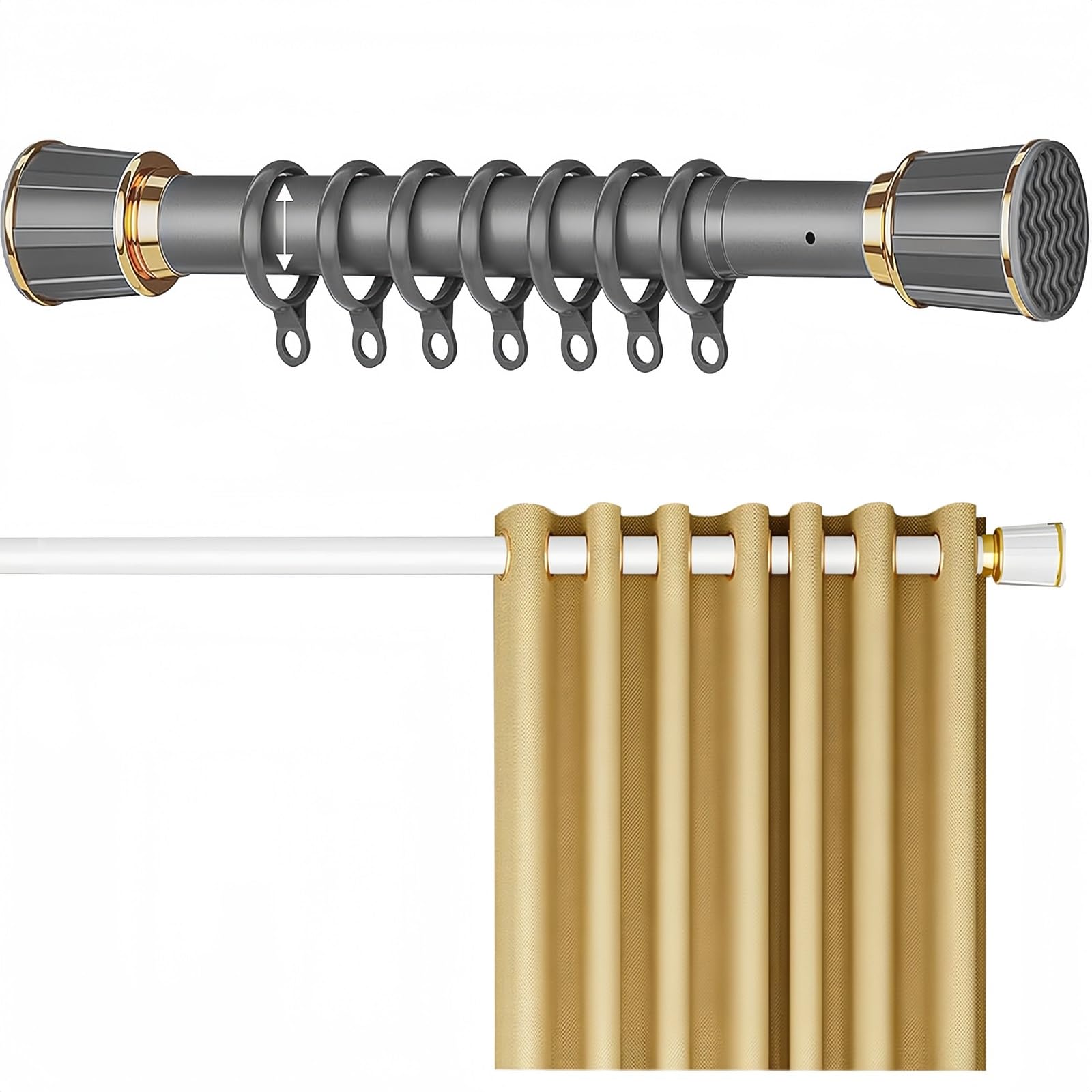 Generisch Teleskopspannstange 40 500cm Ohne Bohren Gardinenstange Ausziehbare Duschstange Ø33mm Edelstahlstange Klemmstange für Badezimmer Kleiderschrank, Erdgelb, 40 50.
