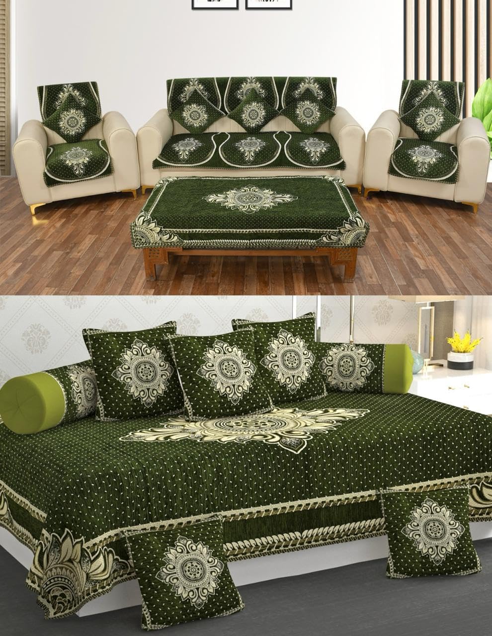 Laying Style™ Diwan Set of 8 Pieces Combo with Sofa Covers for Living Room 5 Seater and Center Table Cover-picture-18