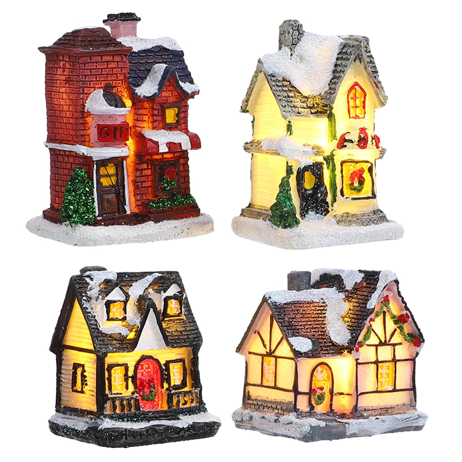 Décorations de Noël lumineuses en résine : micro-paysage et éclairage doux pour maison