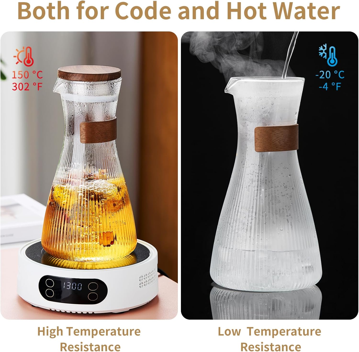 52OZ Glass Pitcher with Lid and Spout, Water Jug, 1500ml Carafe for Hot/Cold Water, Large Iced Tea Pitcher for Coffee, Juice and Homemade Beverage - Image 5