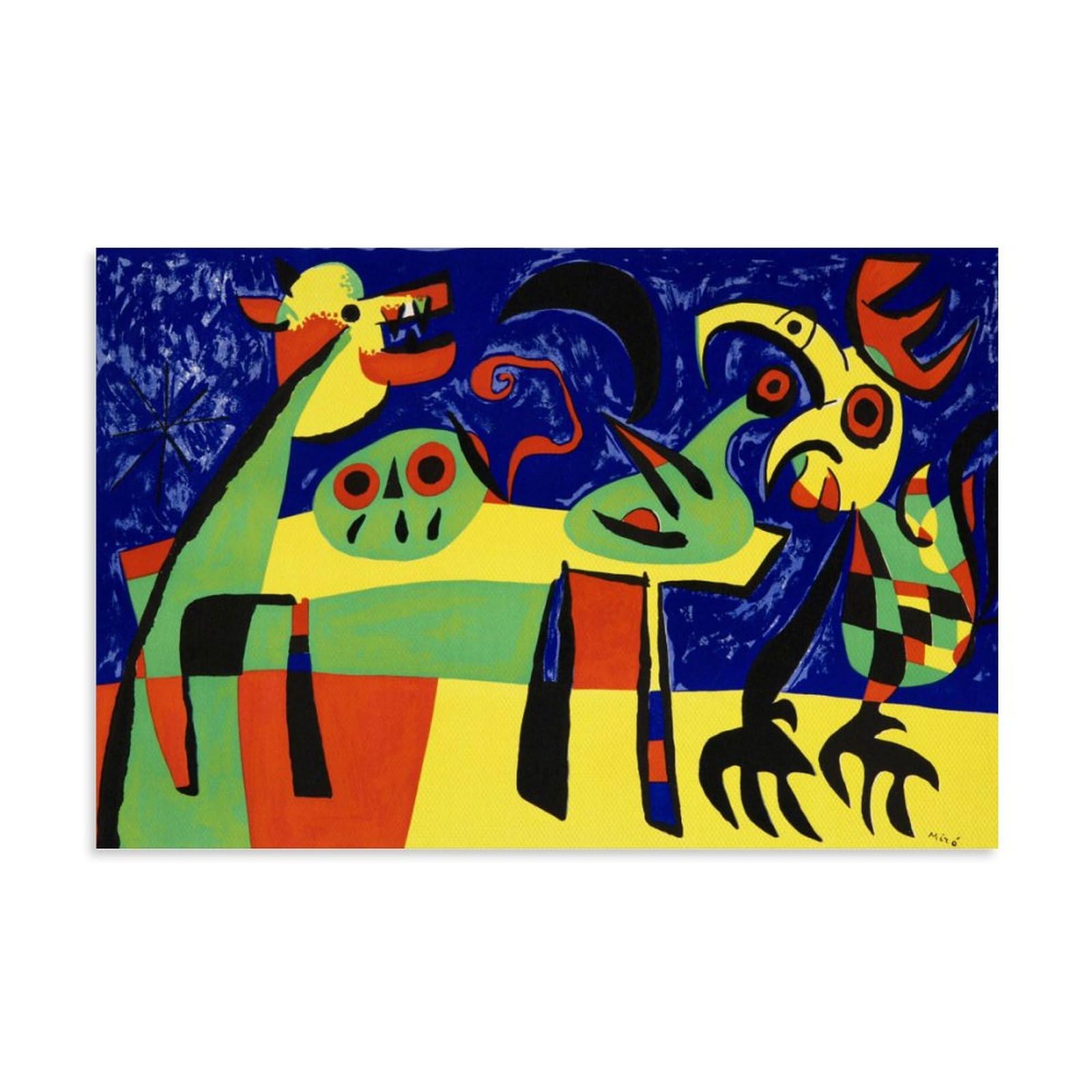 EAtsia Joan Miro Painter's Work《The Dog Barking at The Moon》printed Posters Gifts Canvas Painting Wall Art Decorative Picture Prints Modern Decor 08x12inch(20x30cm)