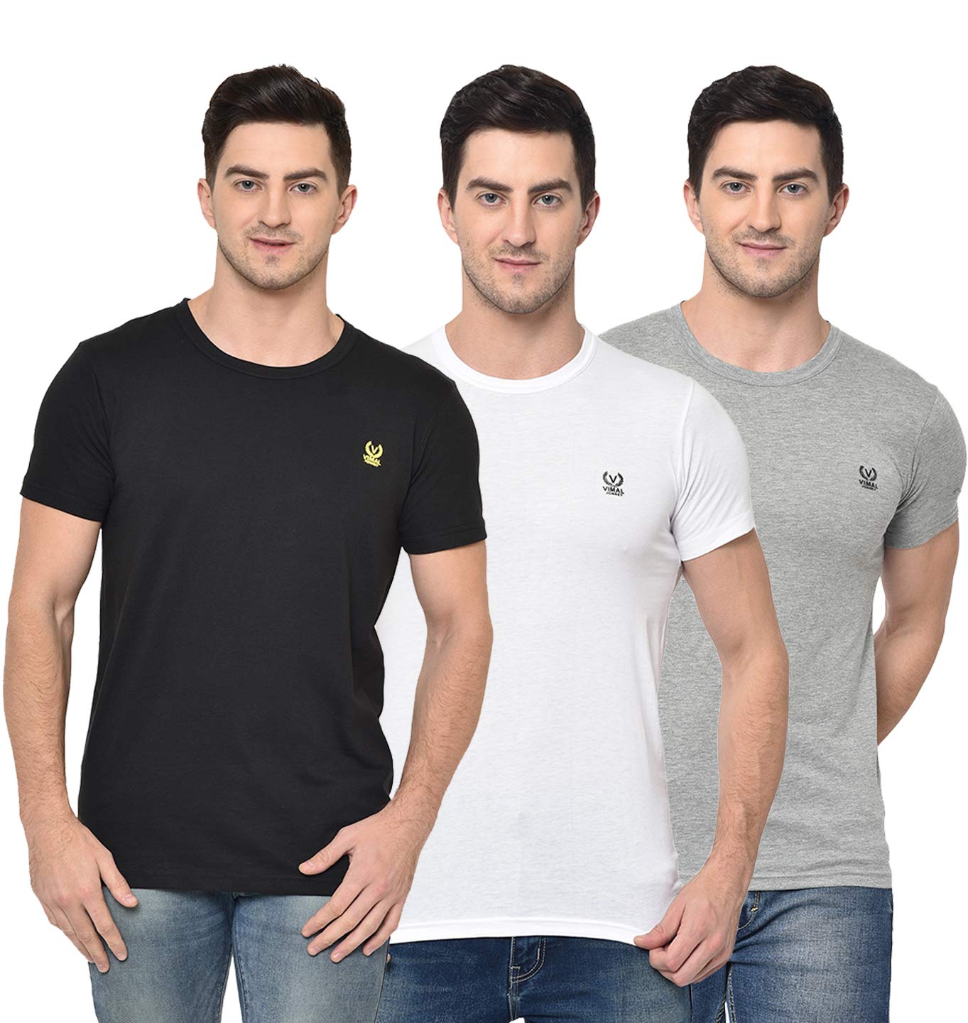 VIMAL JONNEY - Regular Fit Cotton Tshirts for Men(Pack of 3)