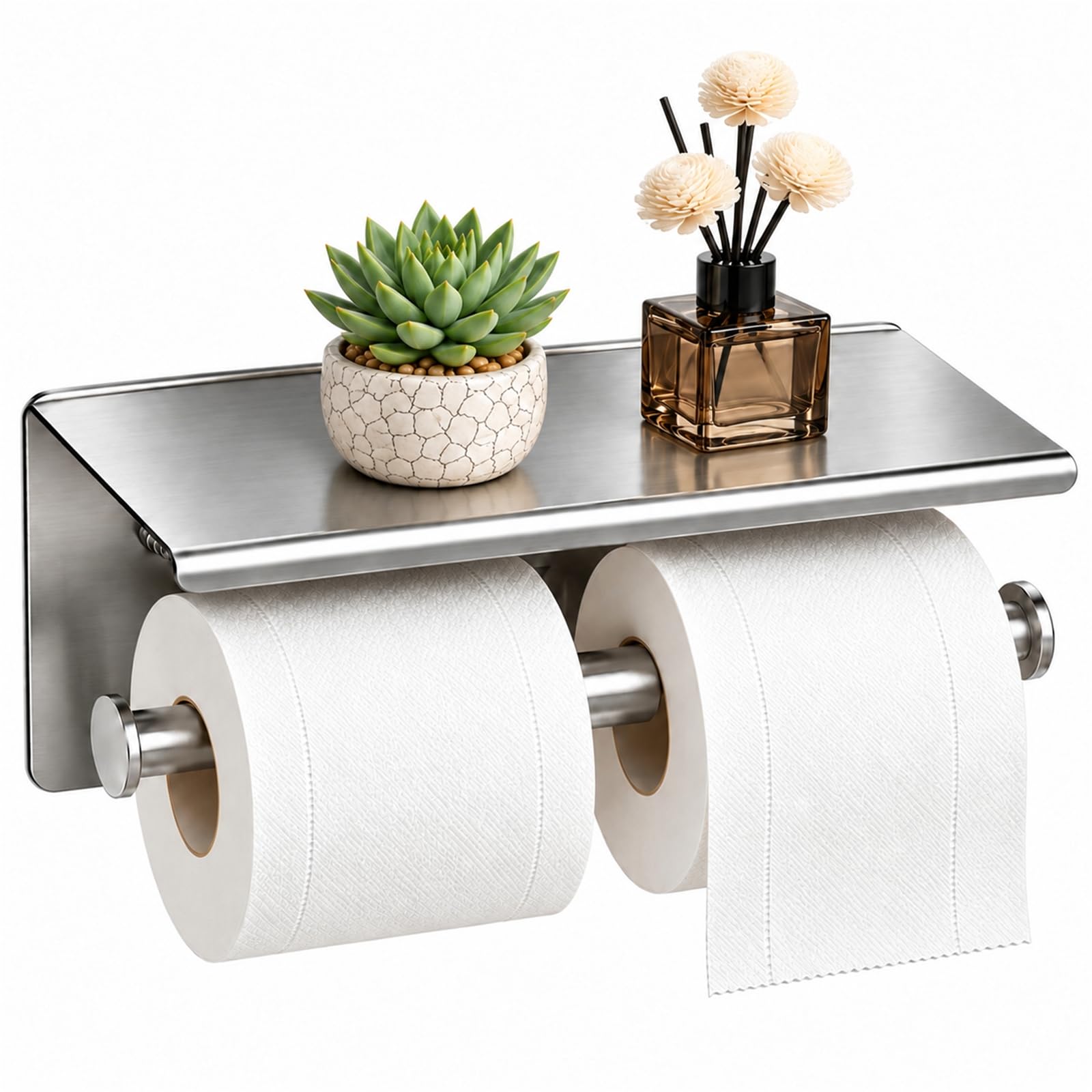 Toilet Paper Holder with Shelf, Stainless Steel, Holds 2 Rolls, Gold — Amazon image 12