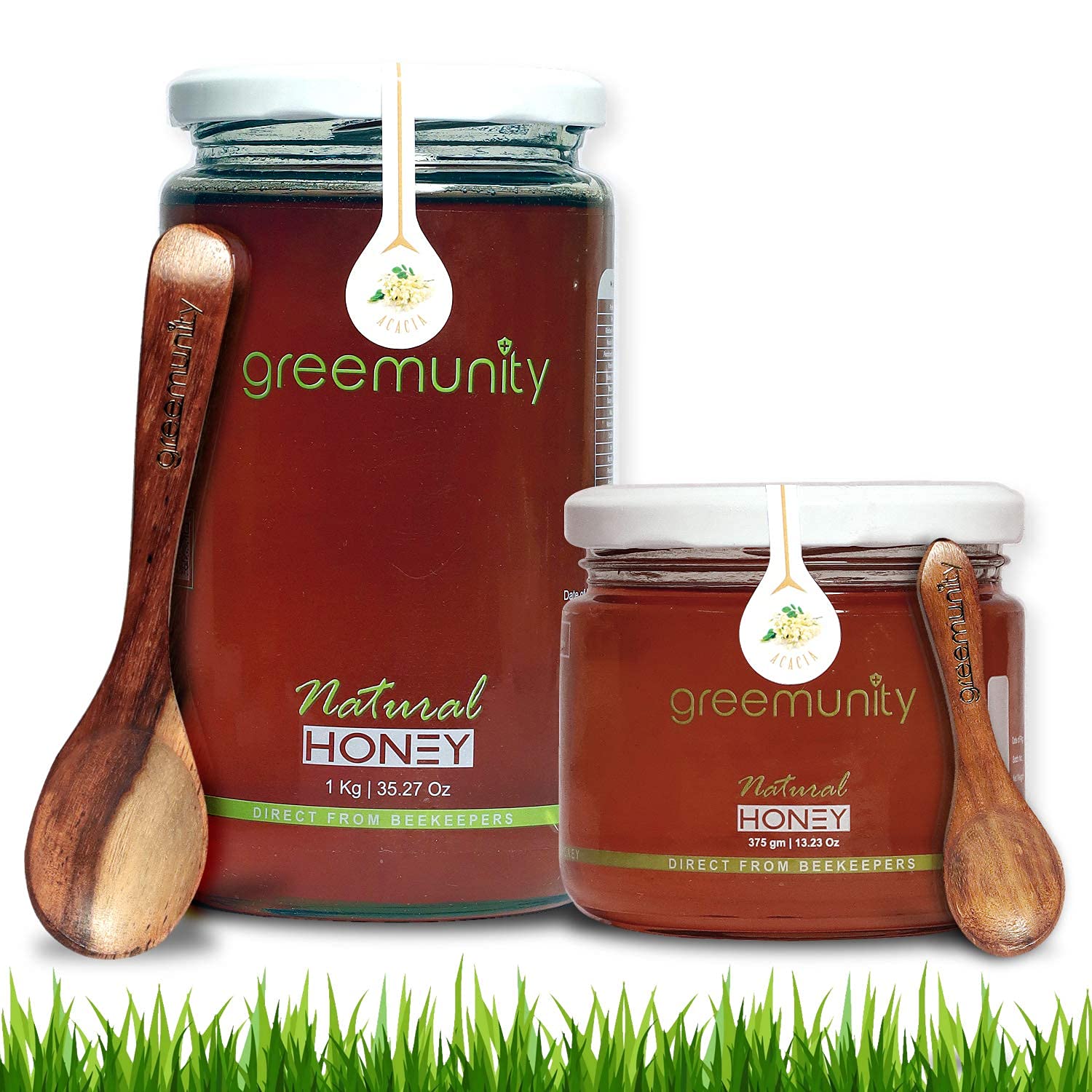 GREEMUNITY - KASHMIR ACACIA HONEY - SINGLE ORIGIN - Raw - Unprocessed - 100% Natural - Ethically Sourced - Direct from BEEKEEPERS - 1kg