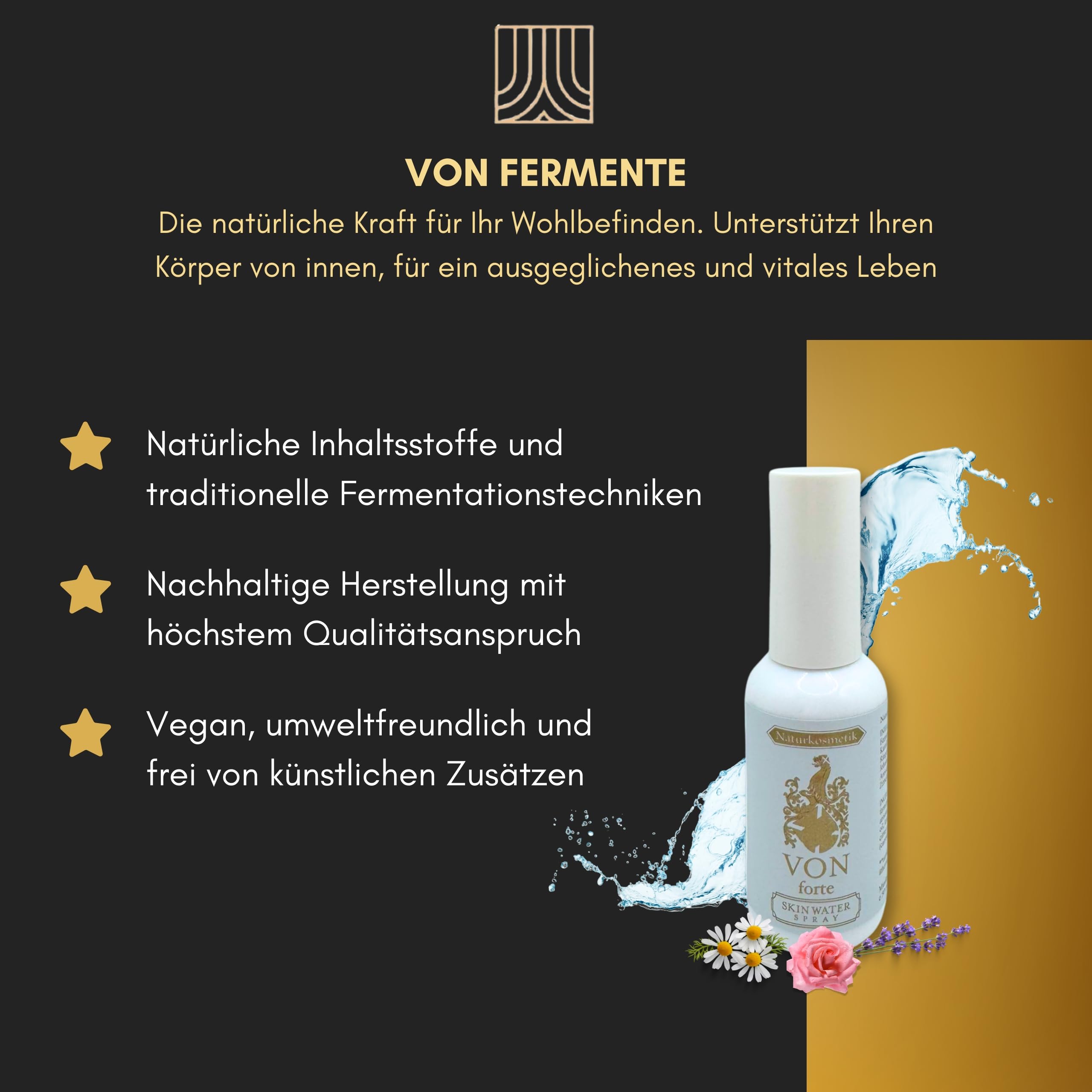 Premium Gesichtswasser 50ml – Fermentiertes Kräuterextrakt zur Hautpflege Vegan – Natürliches Skincare Gesichtsöl Gesichtspflege aus Rosenwasser, Kamillenblüten - Made in Germany