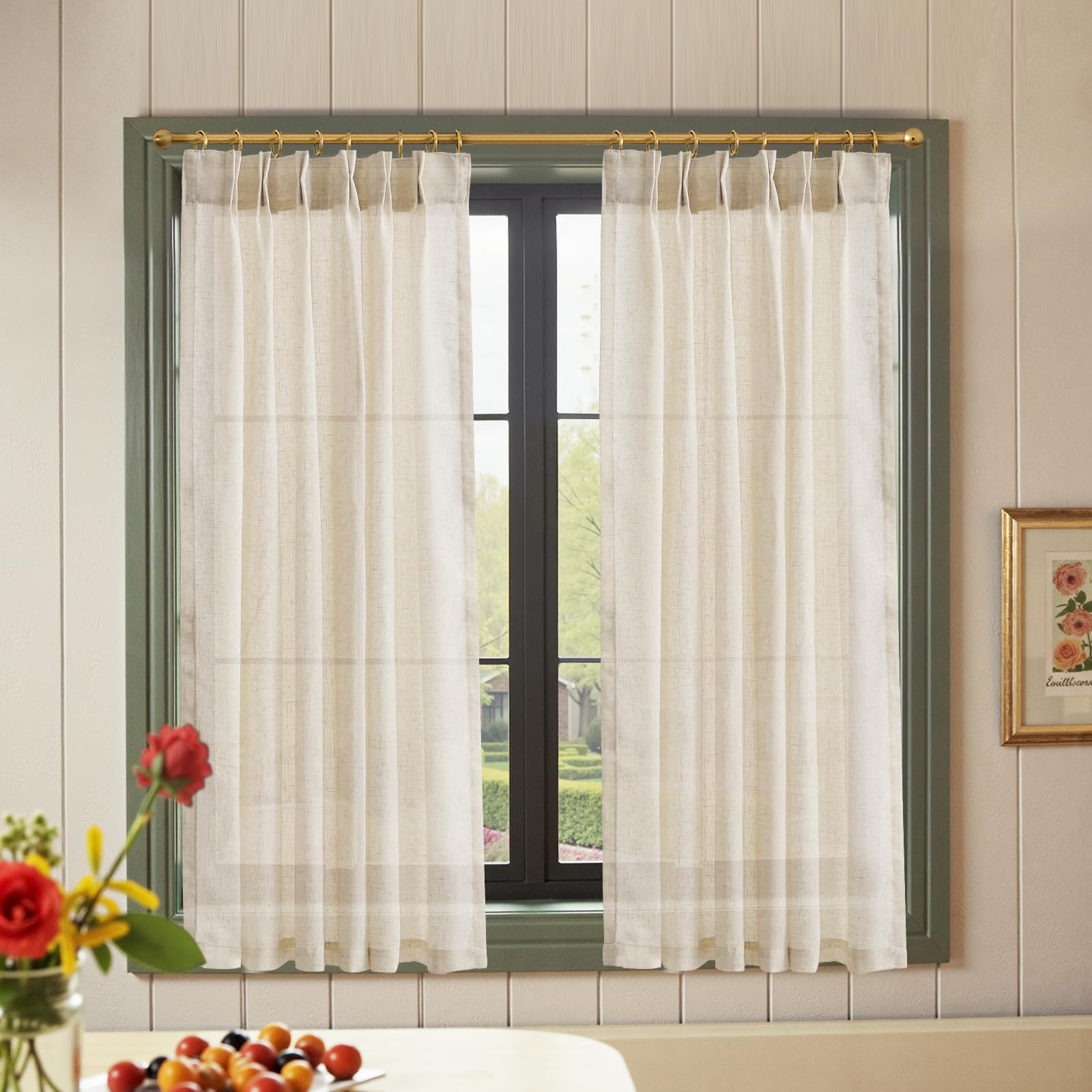 Snapklik.com : Jinchan Pinch Pleated Linen Blend Curtains 54 Inch 2 ...