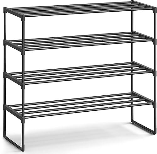 Miniatura 26 de SONGMICS Zapatero, Organizador de Zapatos de 3 Niveles, Estante de Almacenamiento de Metal, Vertical o al Revés, para 16-20 Pares, Apilable, para