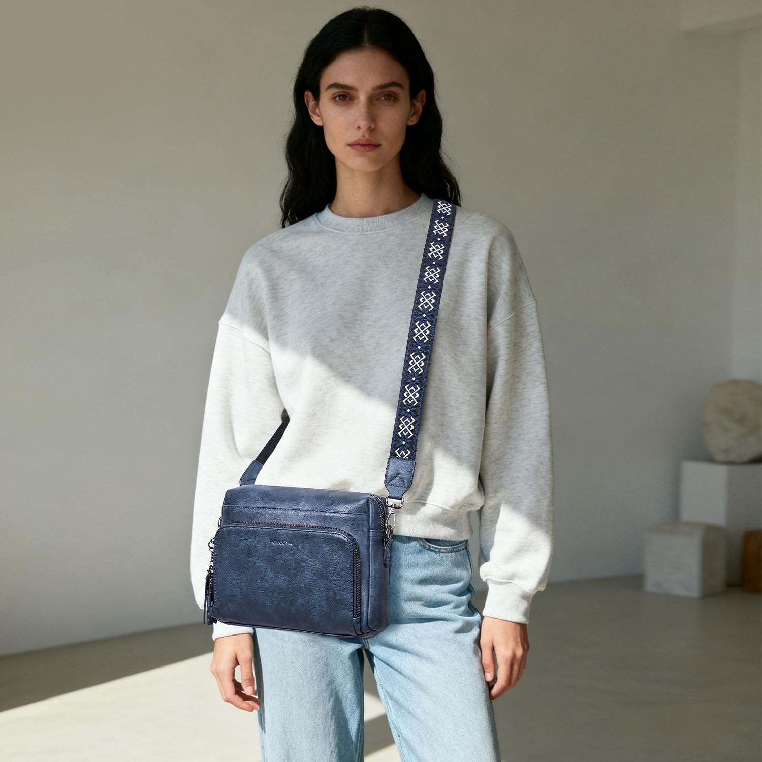 POIUGOYA Crossbody Purses for Women Trendy,Vegan Leather Medium Crossbody Bag,Women's Crossbody Travel Purse Built in Wallet - Image 2