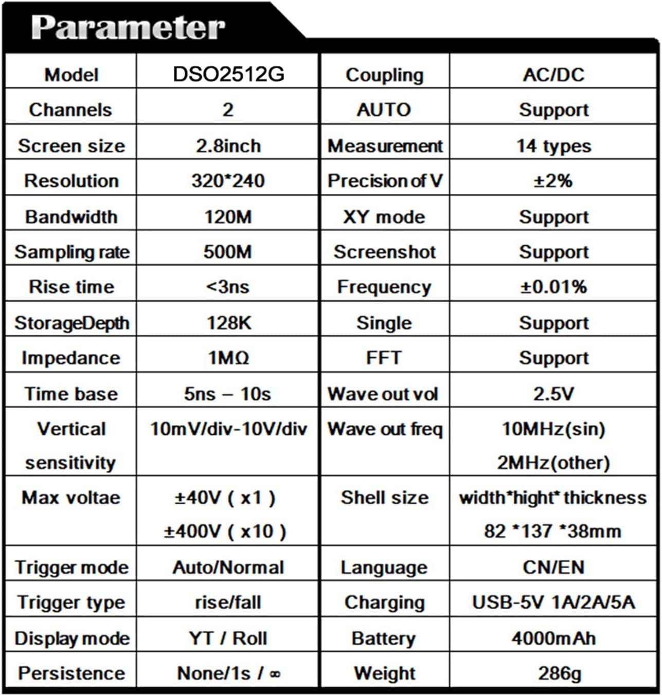Portable Handheld Dual Channel Oscilloscope Vertical Sensitivity Display FFT Spectrum Analysis Sine Hardware Three Trigger Modes with High Efficiency