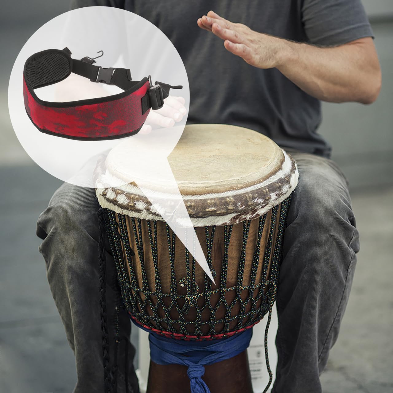 ifundom Correa Ajustable Para Djembe Cinturón De Percusión Con Gancho Metálico Resistente Para Actuaciones Y Desfiles