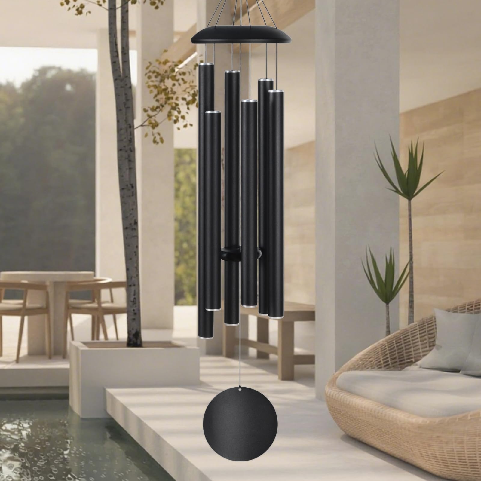 Großes Windspiel für draußen, tiefer Ton, Gedenkgeschenk, 121,9 cm, 6 schwere Aluminiumröhren, ideal für Garten, Terrasse, Hof und Rasen