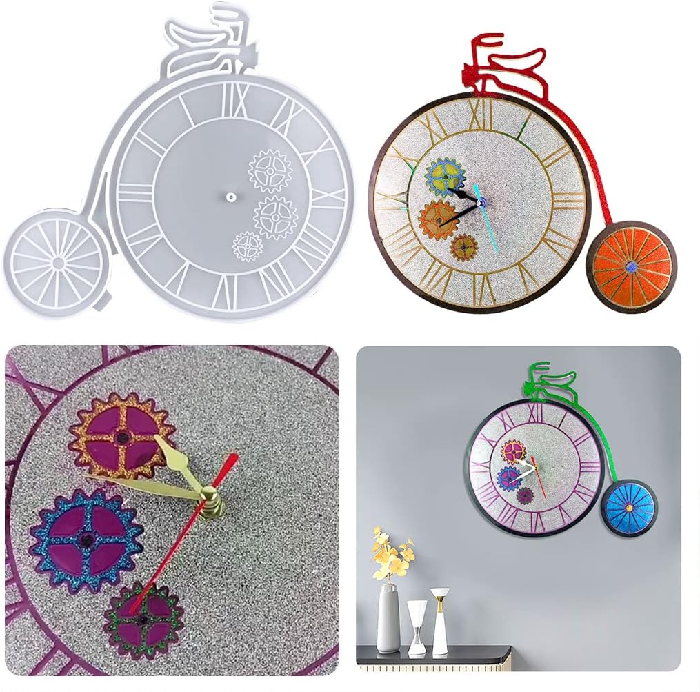 Clock Resin Mold Large Silicone Clock Molds Handmade DIY Roman Numerals Epoxy Silicone Casting Resin Mould with Clock Movement for Wall Clack Art Home Decoration (Clock Mold)