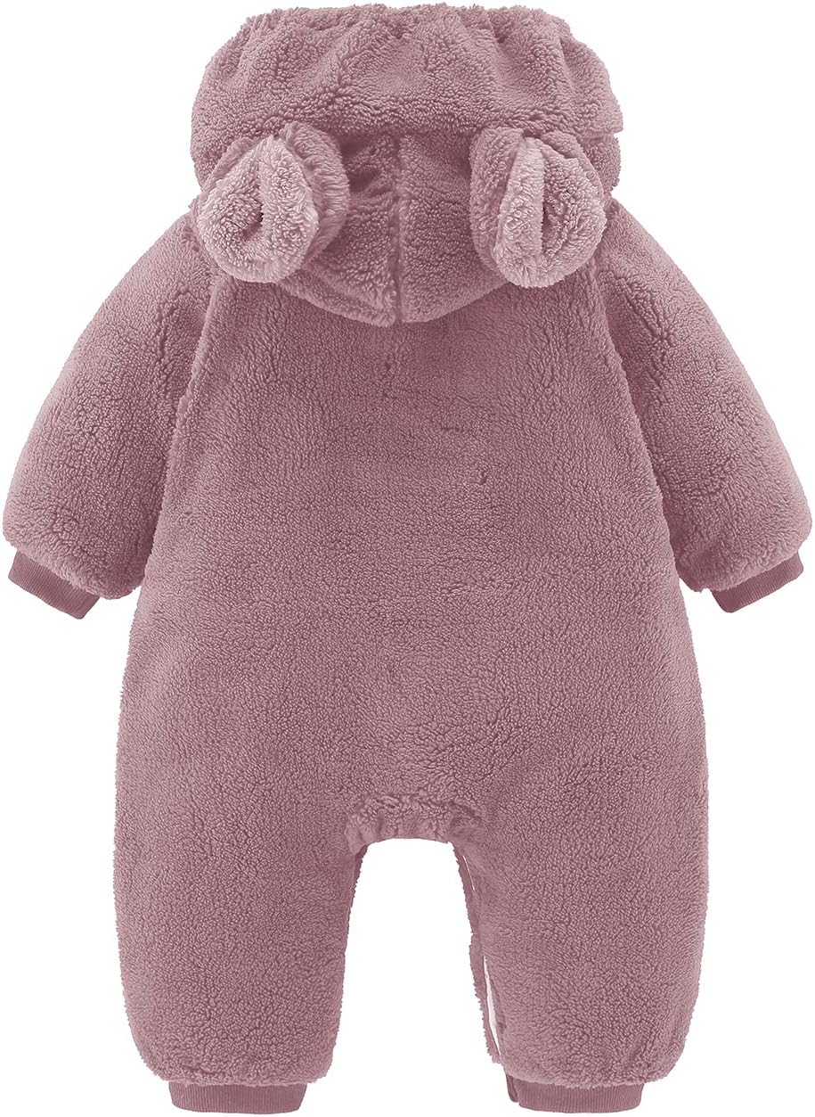 Baby Newborn Snowsuit Fleece Winter One-Piece Suit Cartoon Bear Warm Hooded Jumpsuit Outwear Outfits for Girls Boys