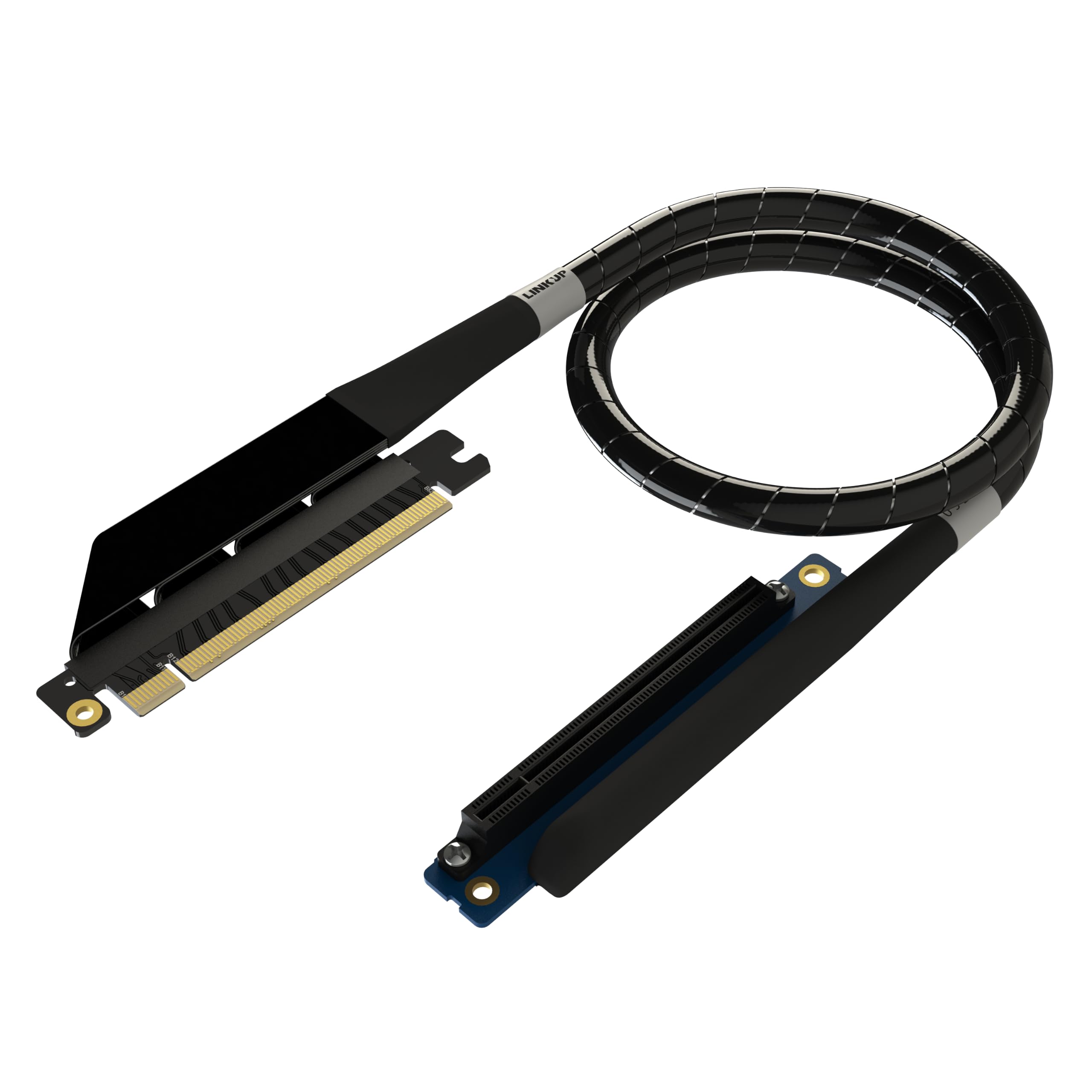 LINKUP Gen5+ PCIe Riser kabel do serwerów AI, 70 cm, czarny, zoptymalizowany pod kątem wielu GPU, bardzo niska strata, niestandardowa długość i opcje złącza, zaprojektowany dla 4-7 systemów GPU AI
