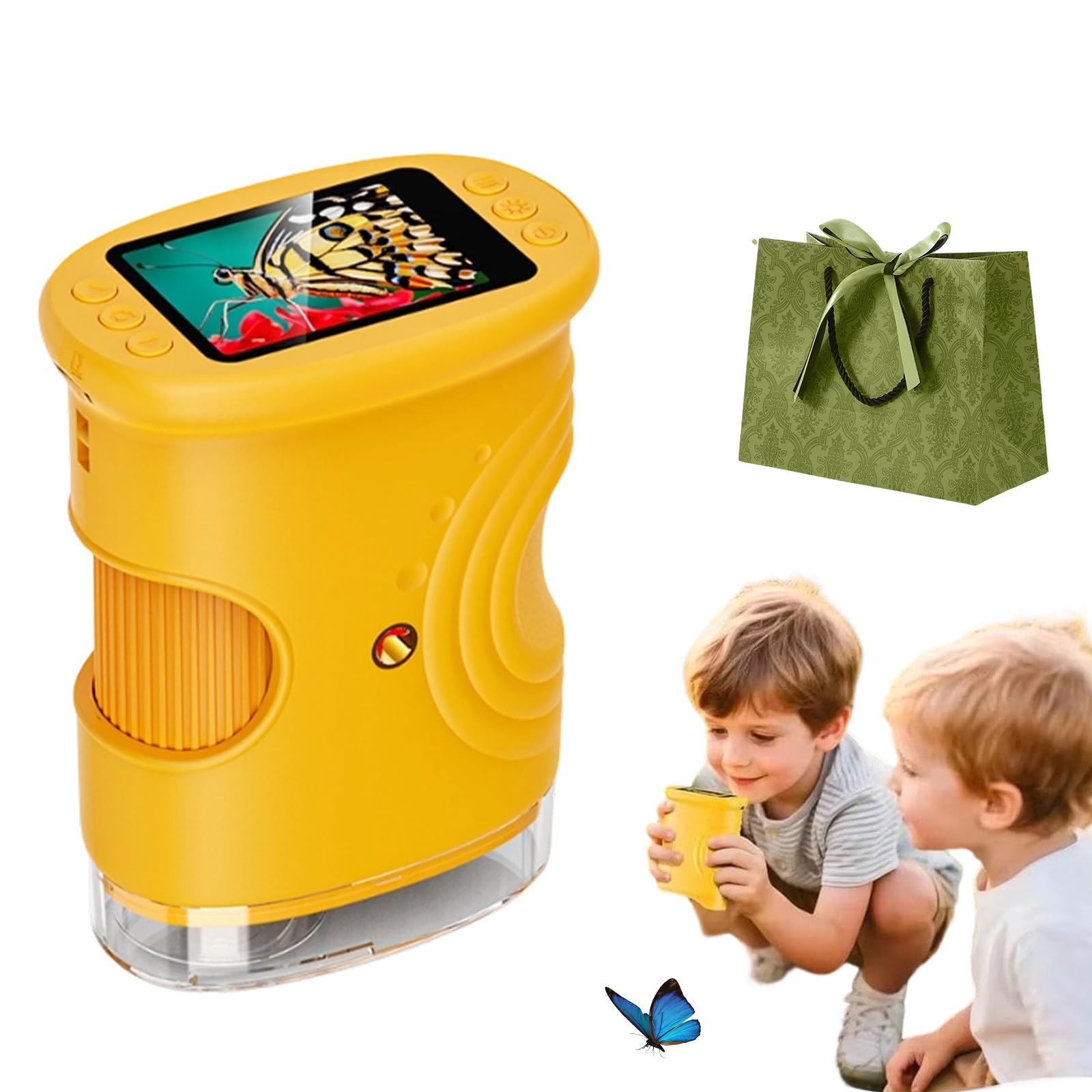 Microscopio digitale palmare 1000X per bambini, 2026 notizie mini microscopio tascabile portatile 200-1000X, microscopio educativo da 2 pollici con schermo 4K, kit scientifico, regali per bambini 3-12