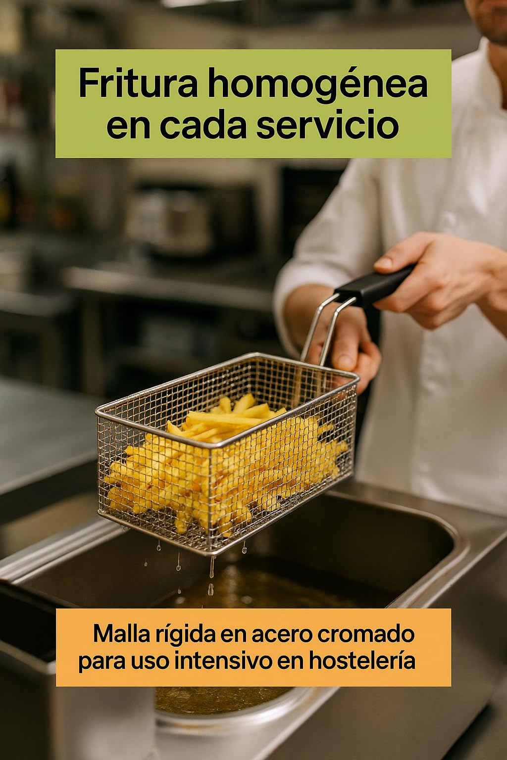 CubetasGastronorm ® Cesta Freidora 200x305x100mm Acero Cromado Profesional Repuesto Hosteleria Compatible Con Lotus FQ F13 FG FMG Gas Electrica Cocina Industrial Uso Intensivo Repara Casa Maquina