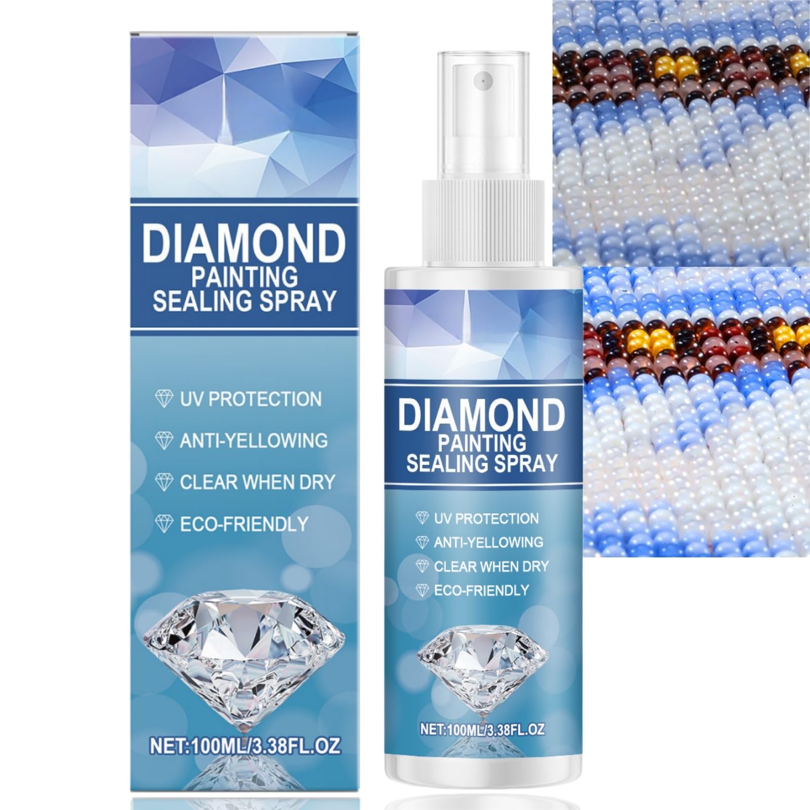 100ml Diamond Art Sealer Spray,Clear Ac/rylic Sealer & Fixative Spray for Diamond Painting Kits,Crystal Art Sealer,High Gloss Strong Seal Glue,Transparent Traceless Craft Glue,Durable Strong Seal