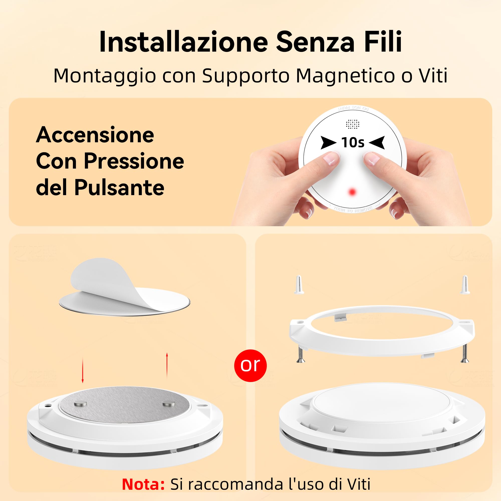 Rilevatore di Fumo con Batteria da 10 Anni, Allarme Incendio Conforme Allo Standard EN14604, 6 Pezzi