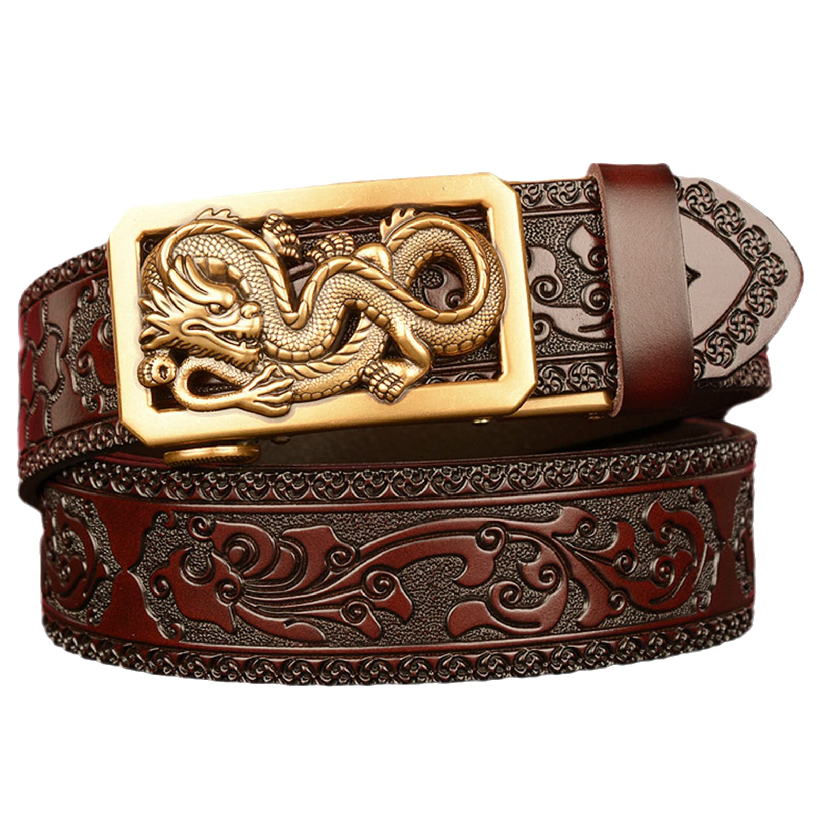 Amazon.com: NALANY Mens Leather Ratchet Dress Belt with Dragon Automatic Gold Buckle Western Cowboy Carved Floral Print Brown Waist Strap(110cm/43, Dragon-A) : Clothing, Shoes & Jewelry Amazon.com: NALANY Mens Leather Ratchet Dress Belt with Dragon Automatic Gold Buckle Western Cowboy Carved Floral Print Brown Waist Strap(110cm/43, Dragon-A) : Clothing, Shoes & Jewelry